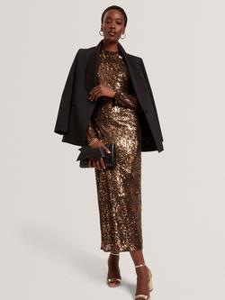 Ted Baker Jadeaa Sequinned A-Line Midi Dress - view 2, Gold