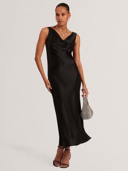 Ted Baker Miinta Cowl Neck V-Back Midi Dress, Black