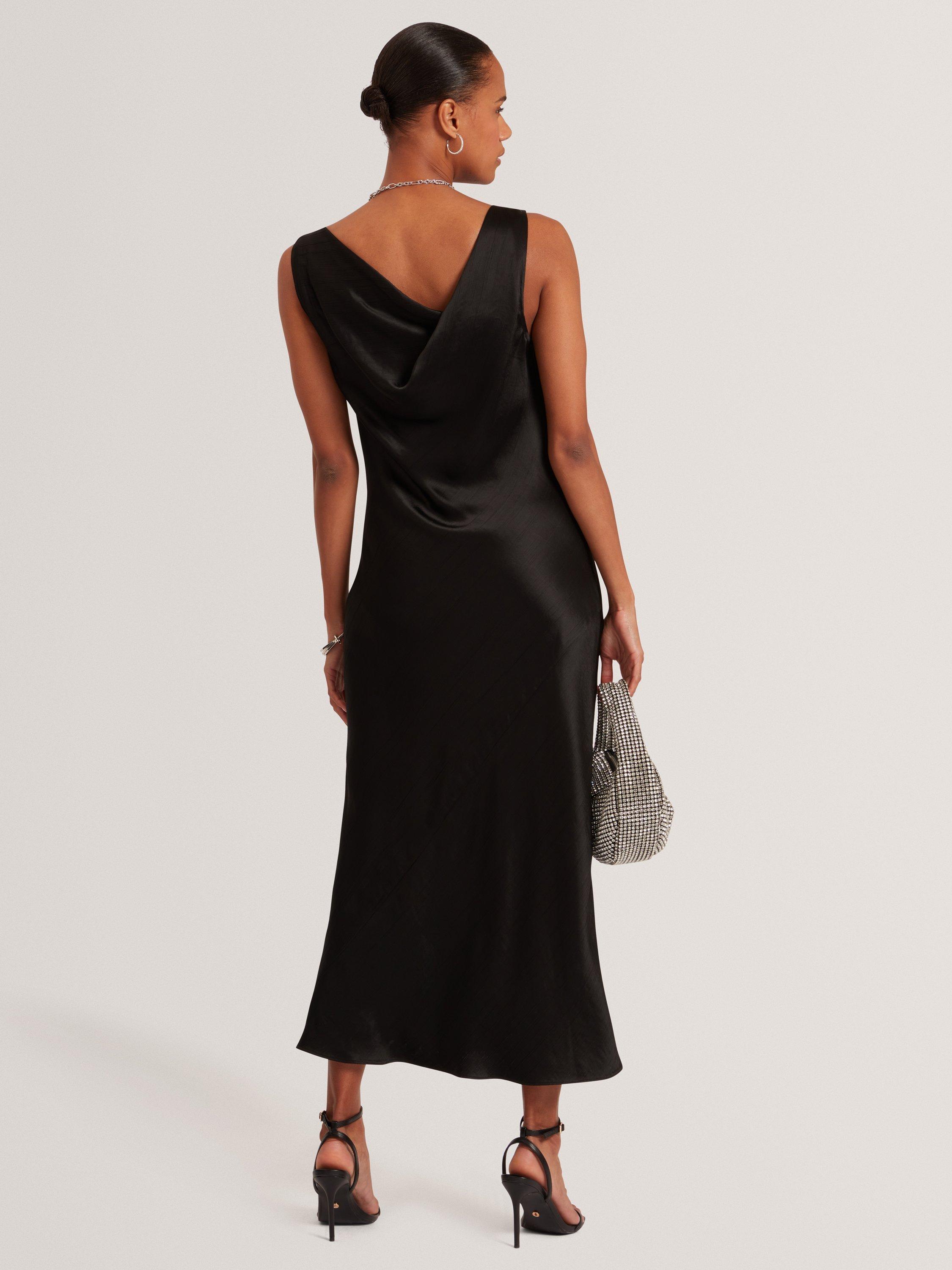 Product image 5 of 7, which shows Ted Baker Miinta Cowl Neck V-Back Midi Dress, Black, 12