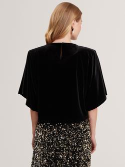 Ted Baker Kcatt Relaxed Boat Neck Velvet Blouse - view 2, Black