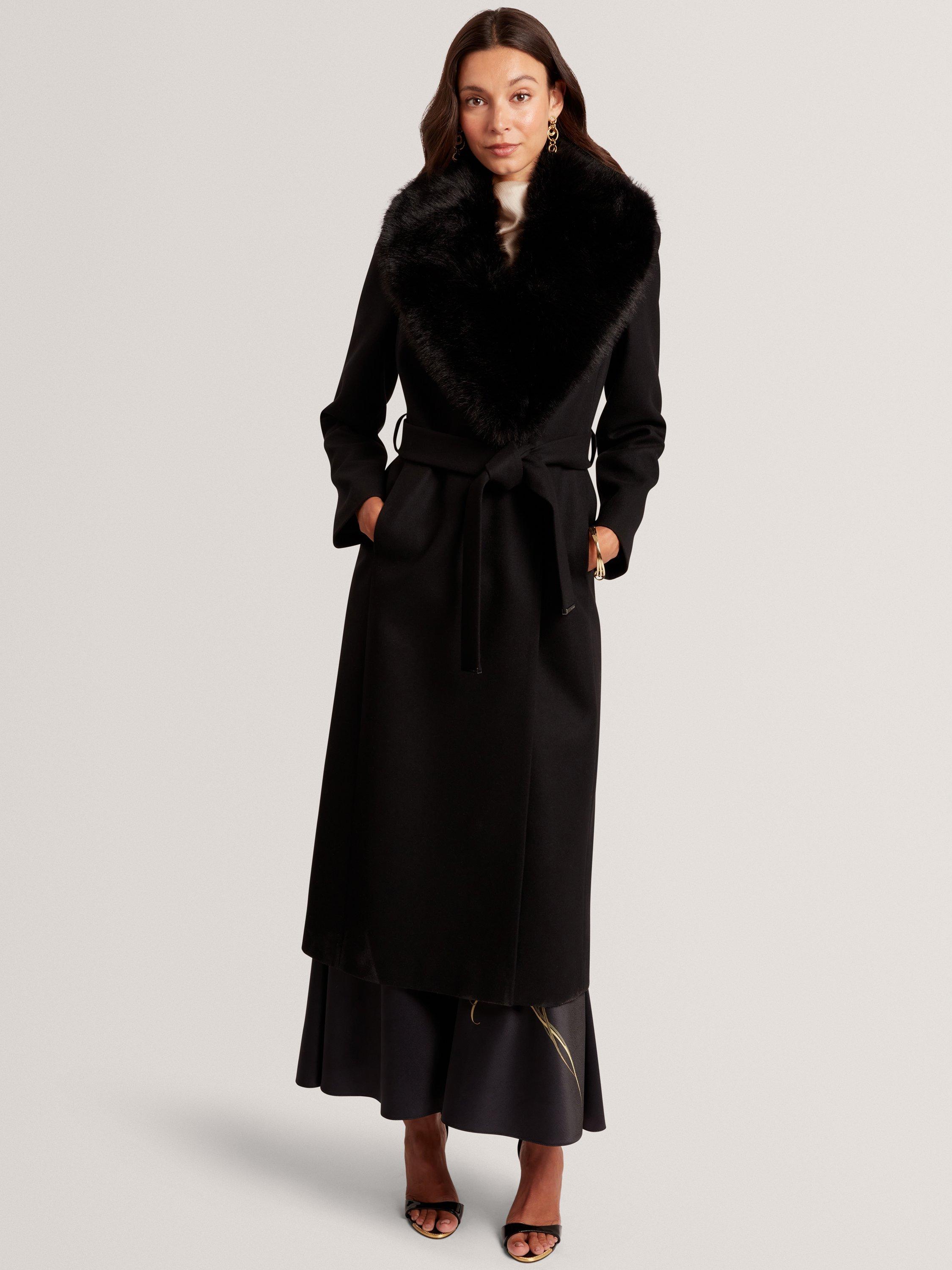 Product image 1 of 6, which shows Ted Baker Musea Faux Fur Collar Wool Rich Coat, Black, 12