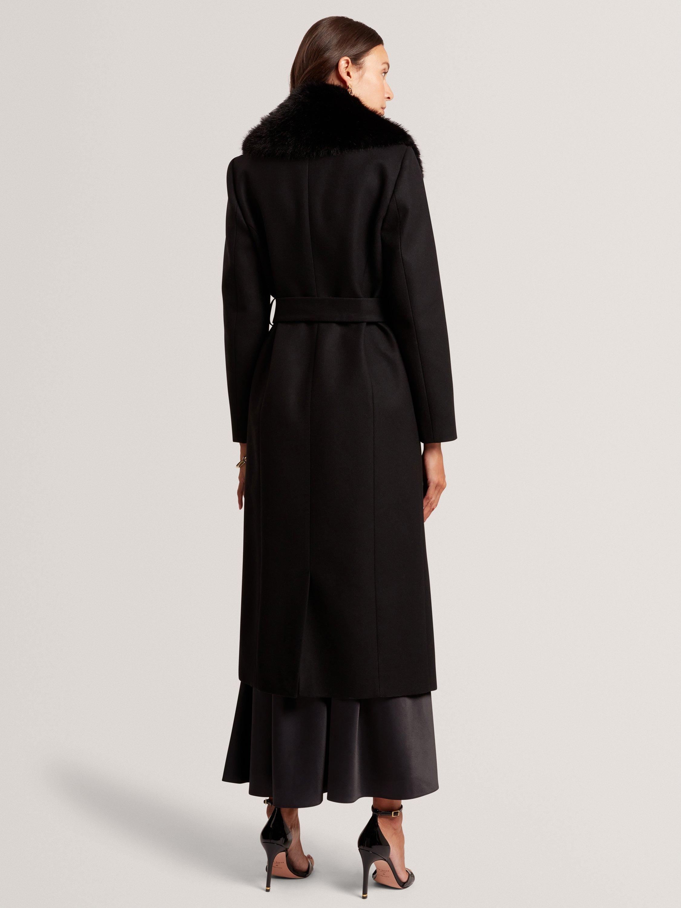 Product image 2 of 6, which shows Ted Baker Musea Faux Fur Collar Wool Rich Coat, Black, 12