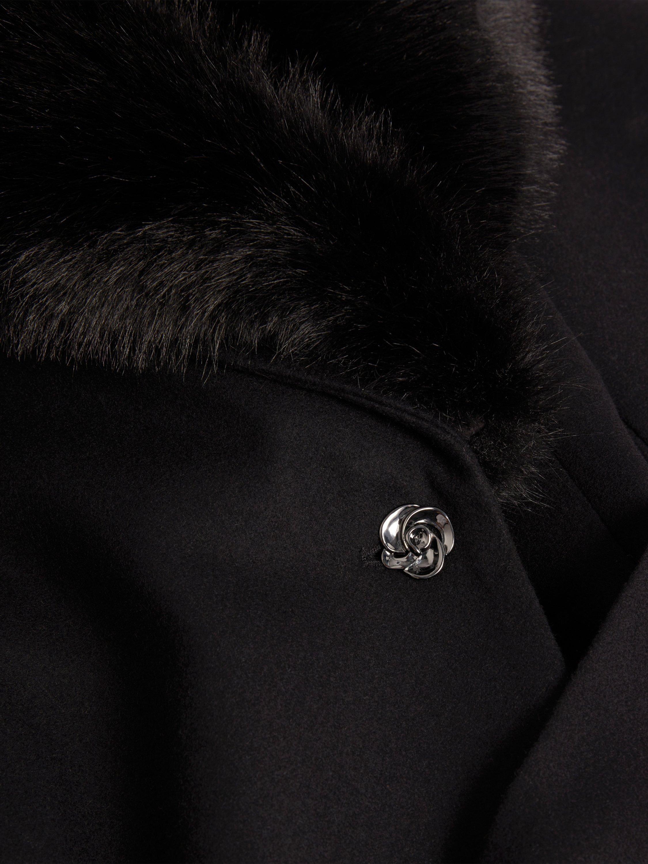 Product image 5 of 6, which shows Ted Baker Musea Faux Fur Collar Wool Rich Coat, Black, 12