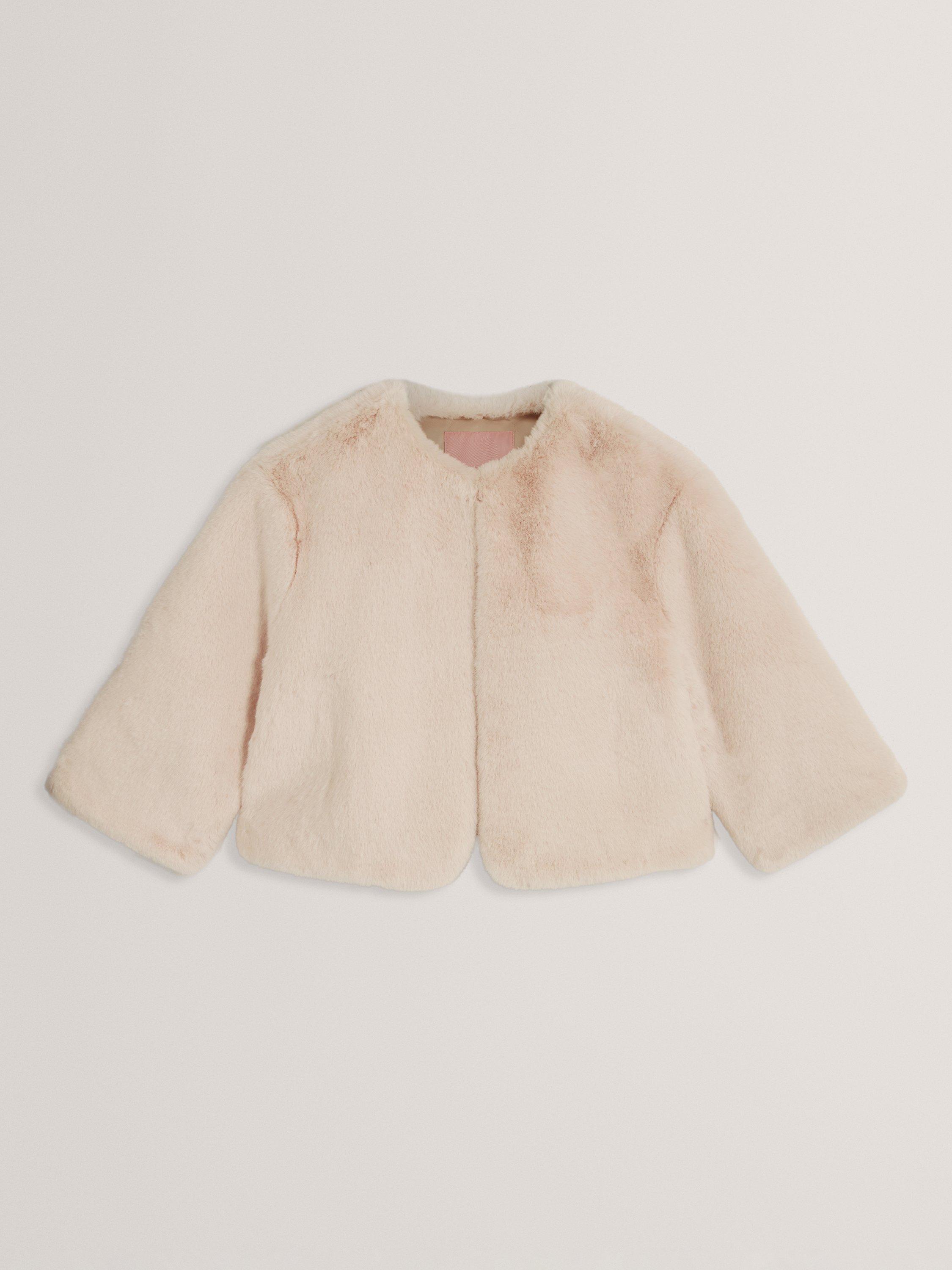 Product image 4 of 5, which shows Ted Baker Primmra Cropped Faux Fur Jacket, White, 8