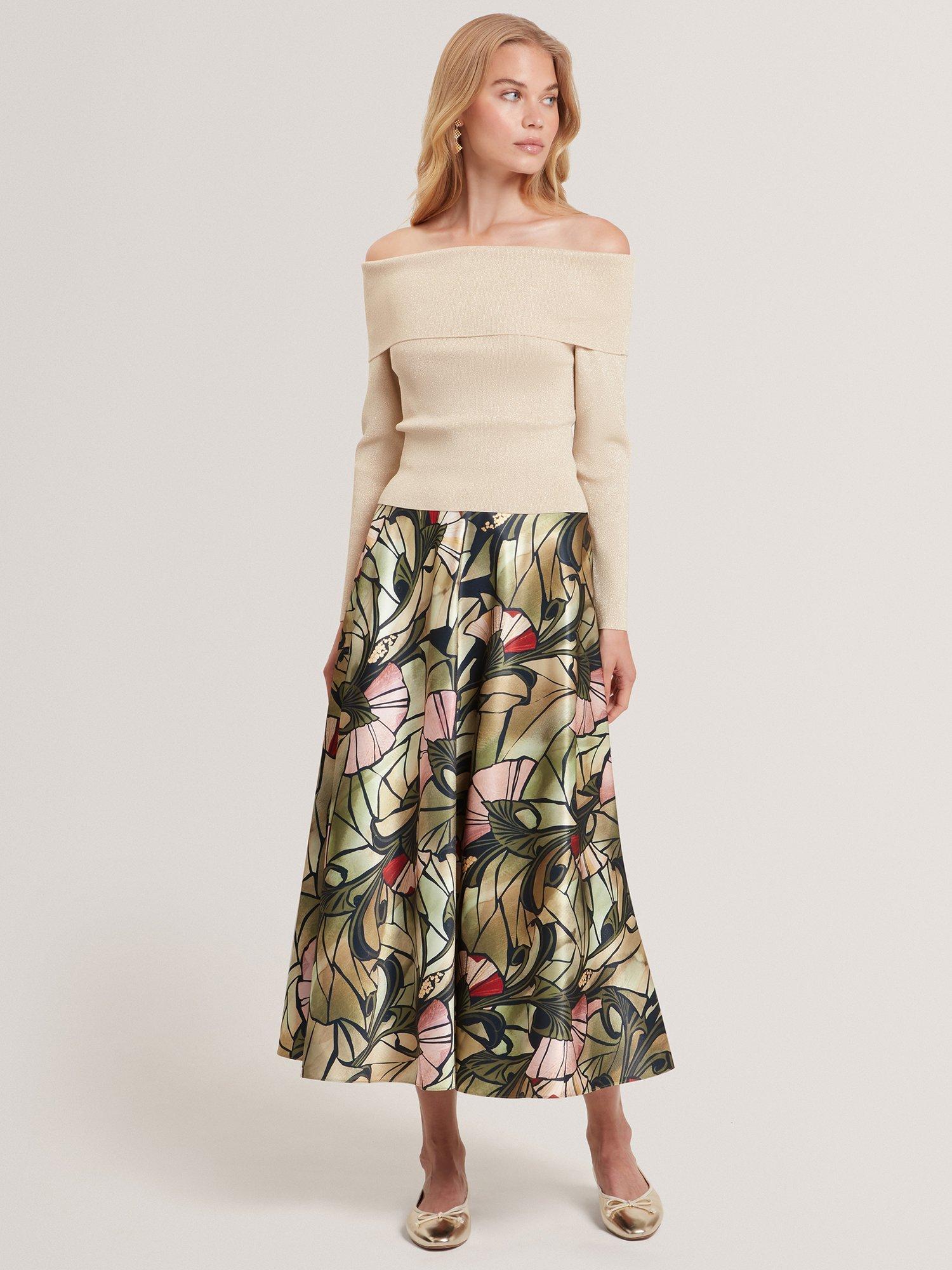 Product image 4 of 4, which shows Ted Baker Alhie Abstract Midi Skirt, Multi, 8