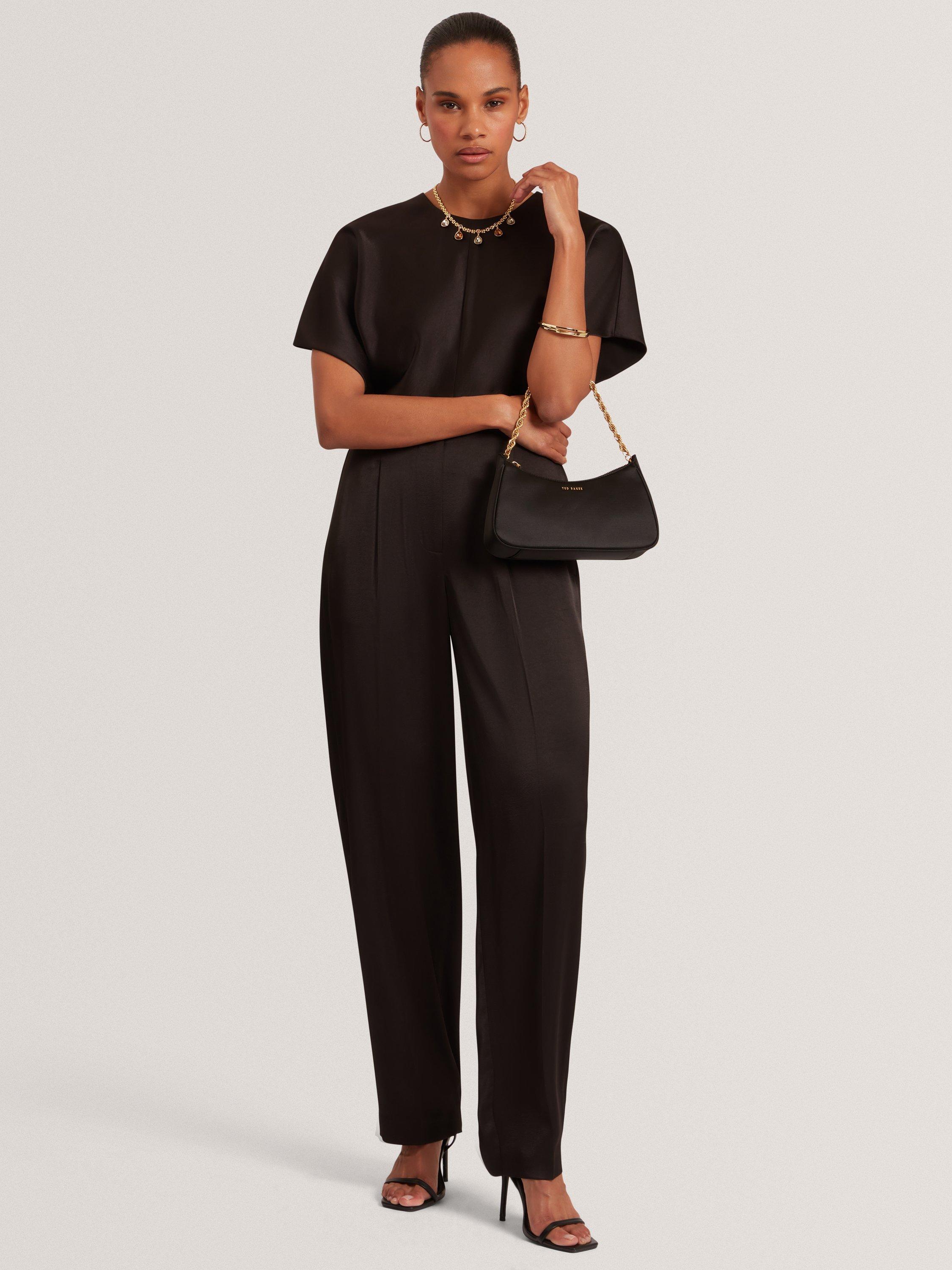 Product image 1 of 4, which shows Ted Baker Chiira Tailored Barrel Leg High Rise Trousers , Black, 8