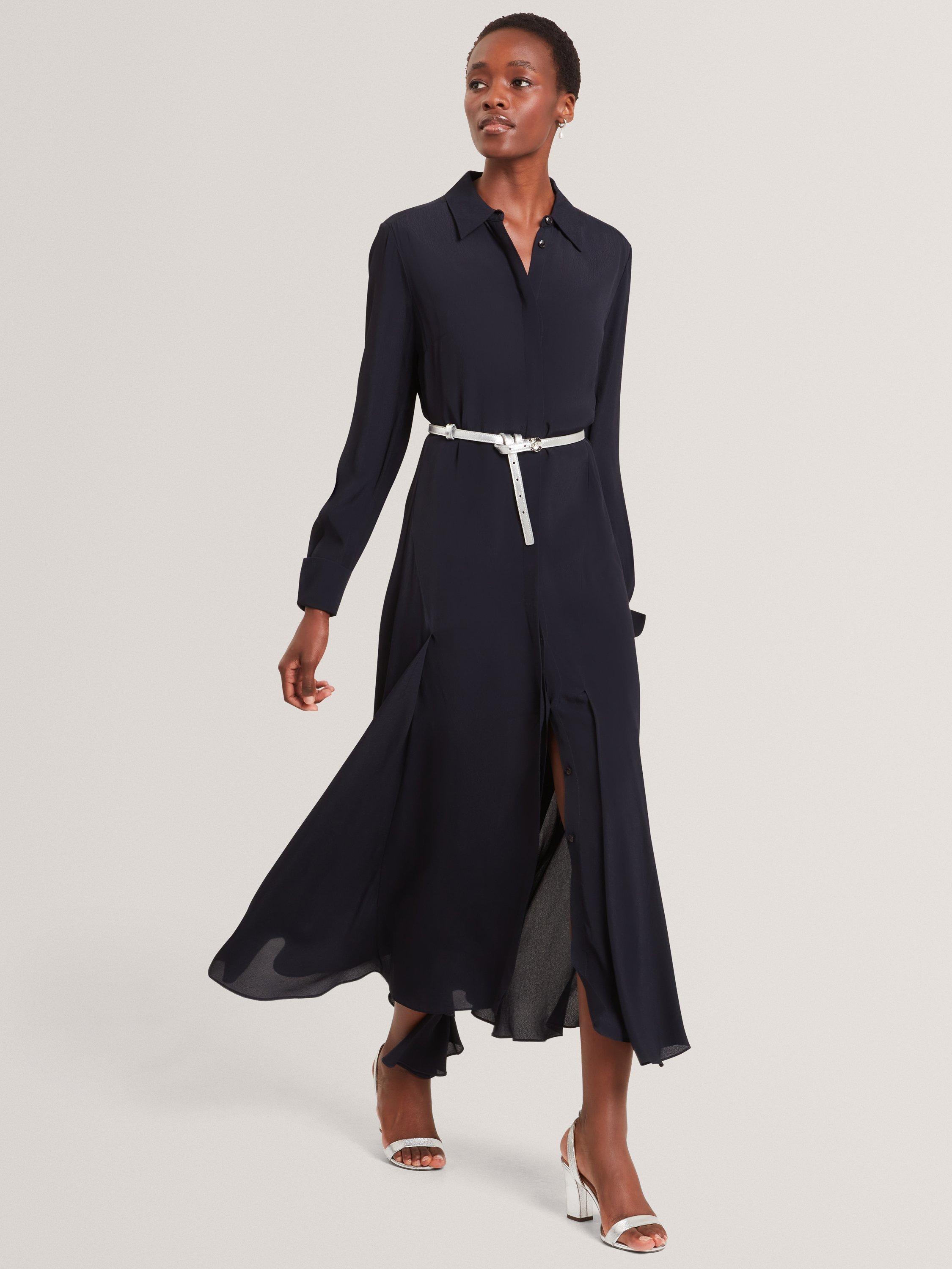 Product image 1 of 7, which shows Ted Baker Aluma Midi Shirt Dress, Navy, 8