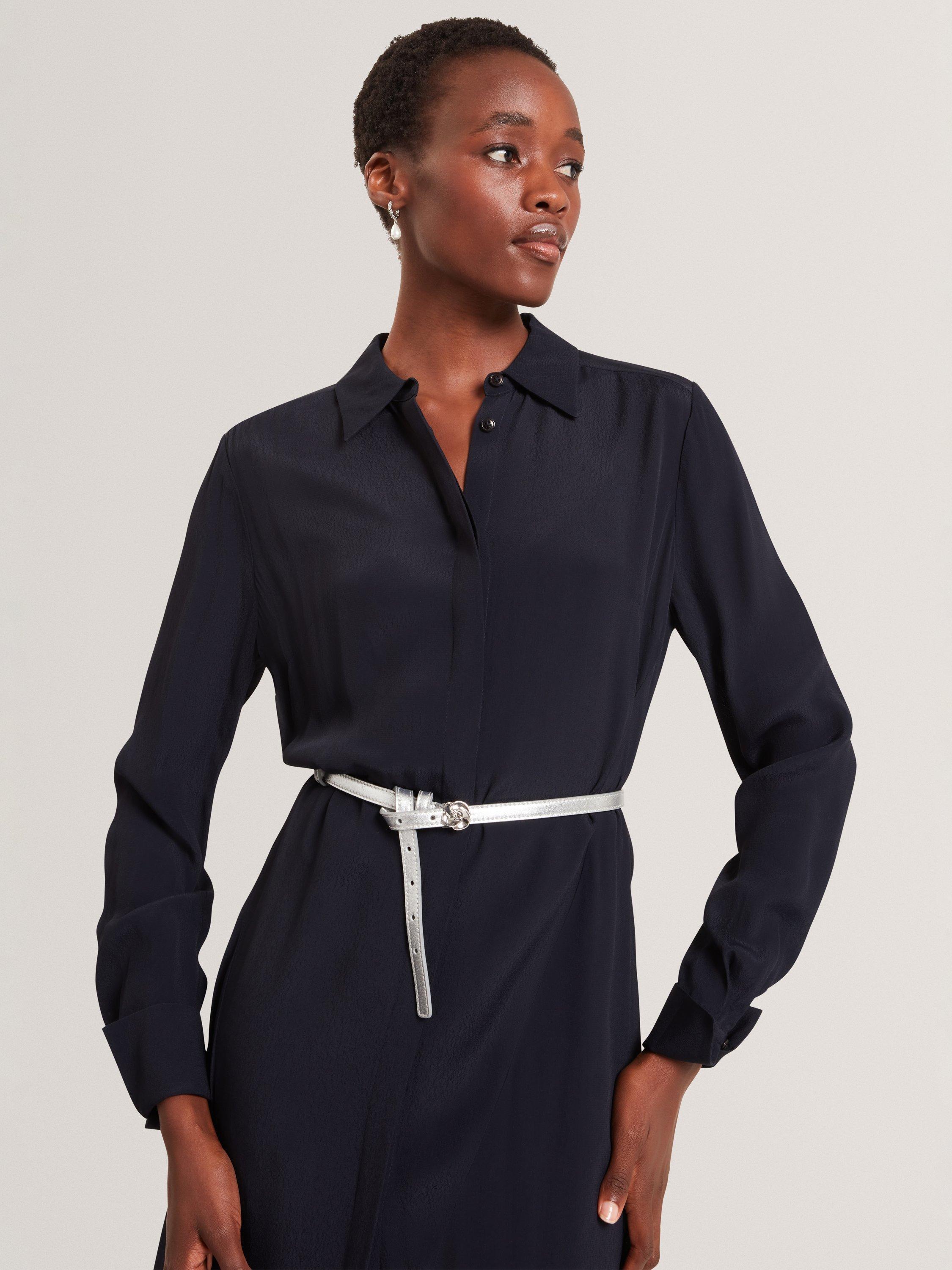 Product image 4 of 7, which shows Ted Baker Aluma Midi Shirt Dress, Navy, 8