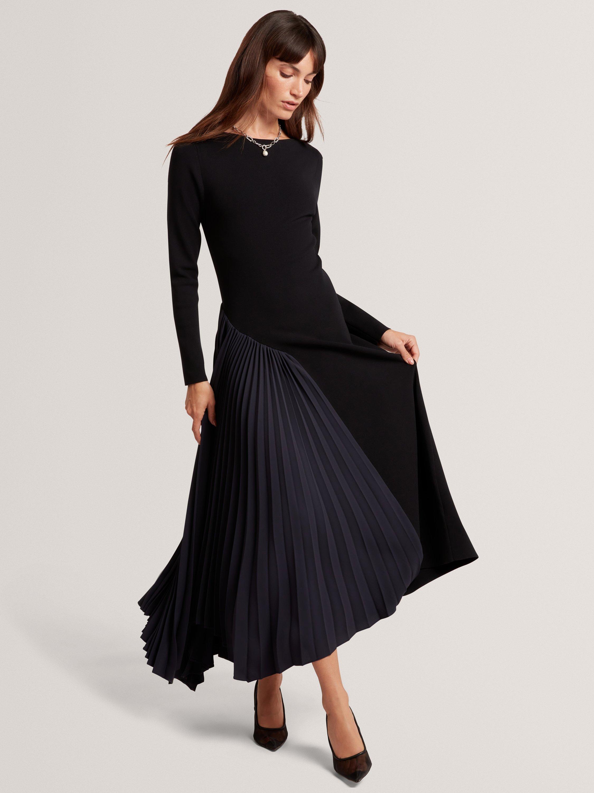 Ted Baker Belviee Long Sleeve A-Line Pleated Midi Dress