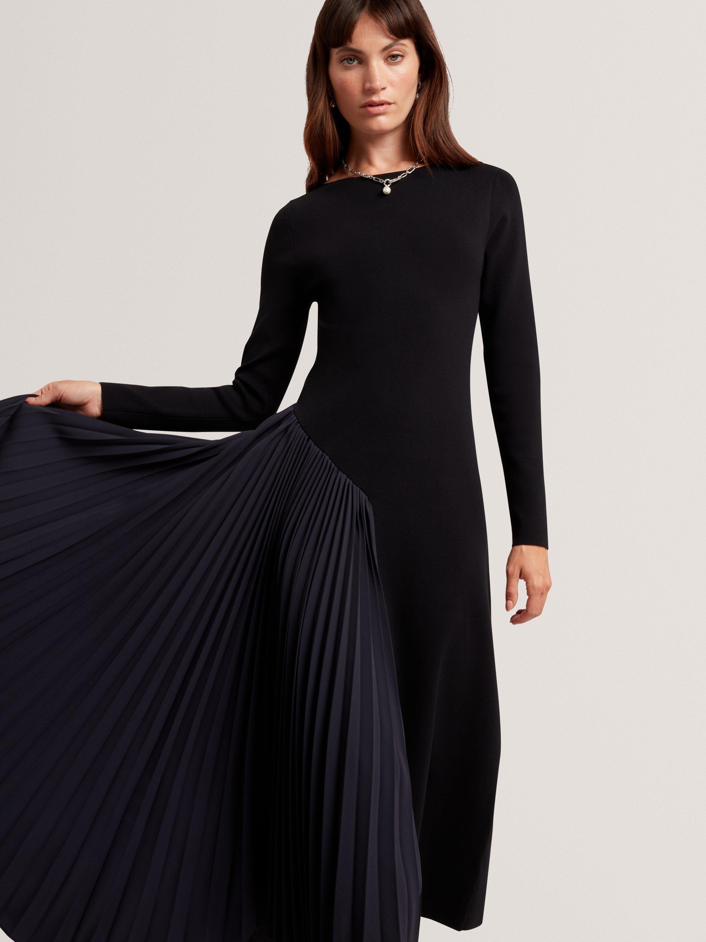 Ted Baker Belviee Long Sleeve A-Line Pleated Midi Dress