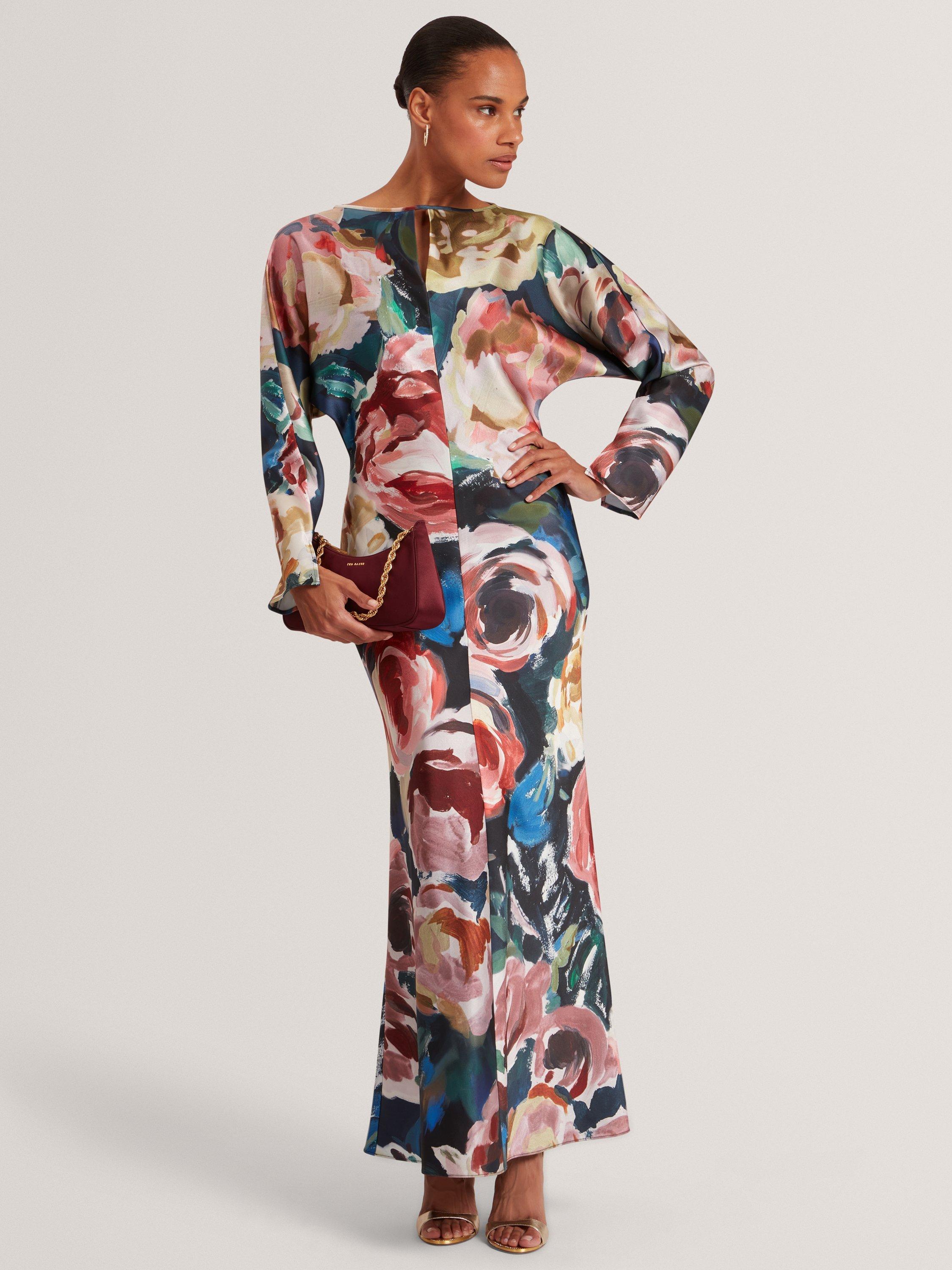 Ted Baker Lovesa Bold Floral Print Hourglass Maxi Dress, Navy/Multi