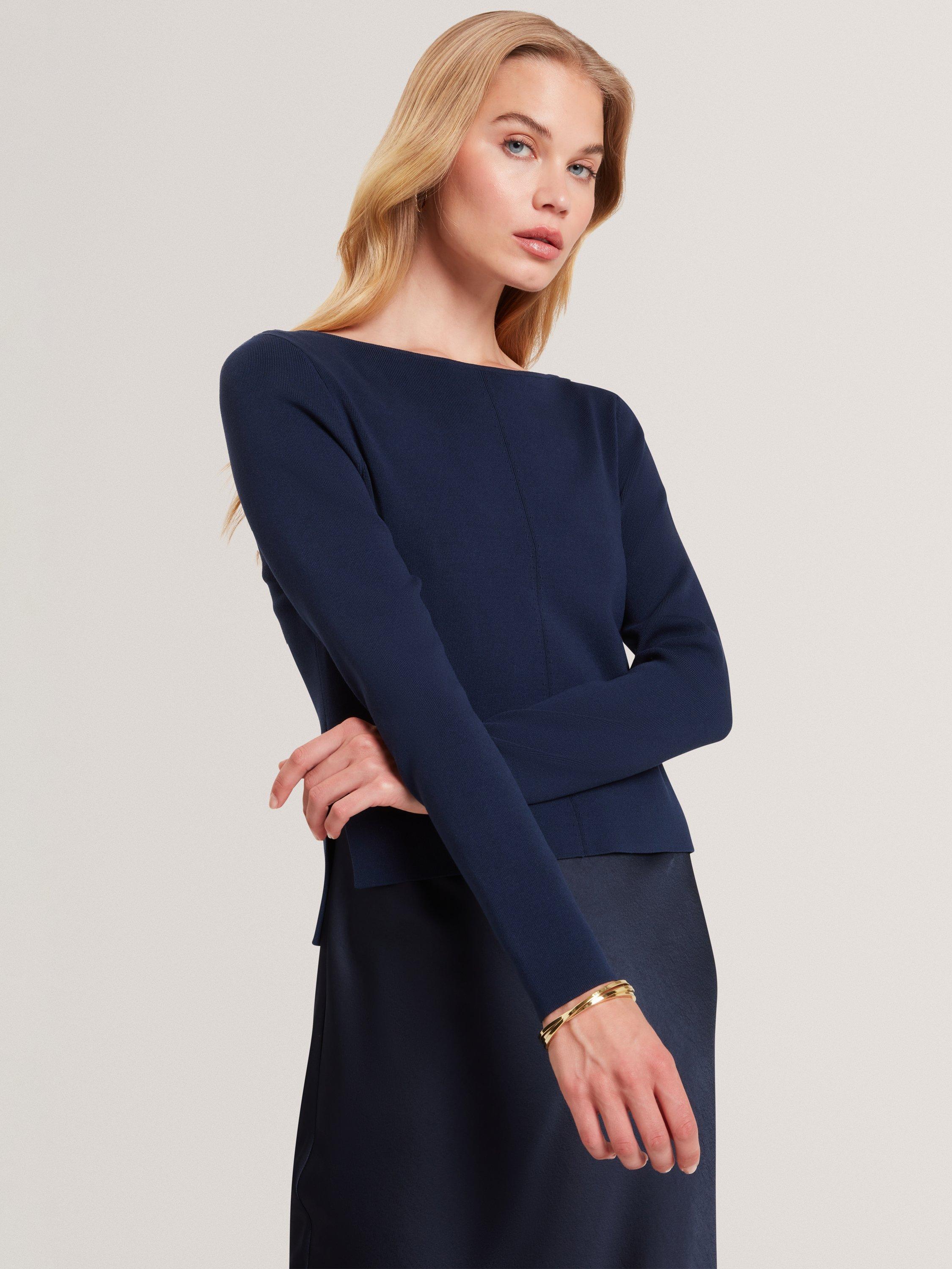 Product image 4 of 7, which shows Ted Baker Machar 2in1 Knitted Slim Midi Dress, Navy, 10