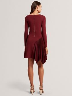 Ted Baker Narlee Long Sleeve Boat Neck Mini Dress - view 2, Maroon