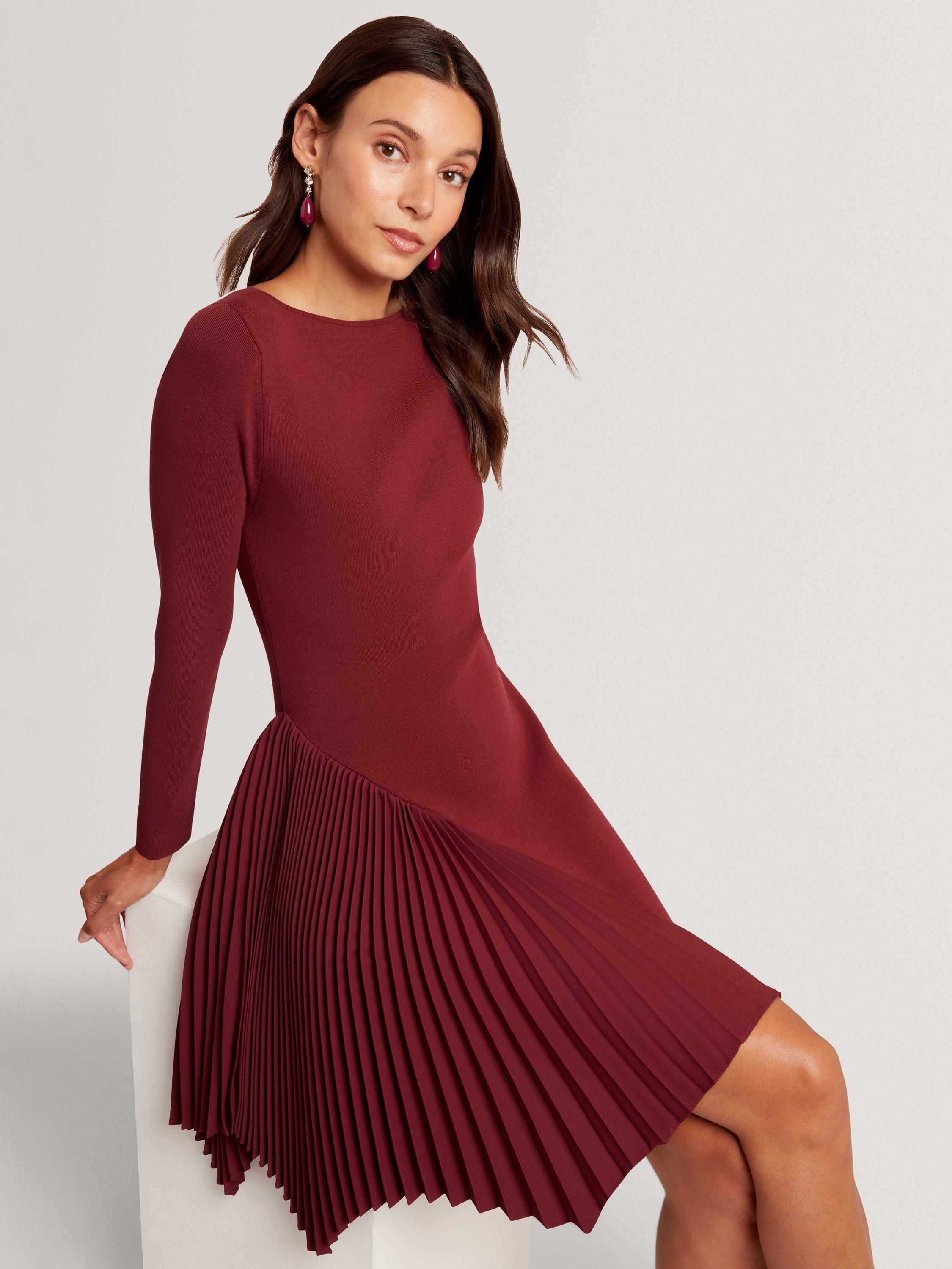 Product image 3 of 7, which shows Ted Baker Narlee Long Sleeve Boat Neck Mini Dress, Maroon, 12