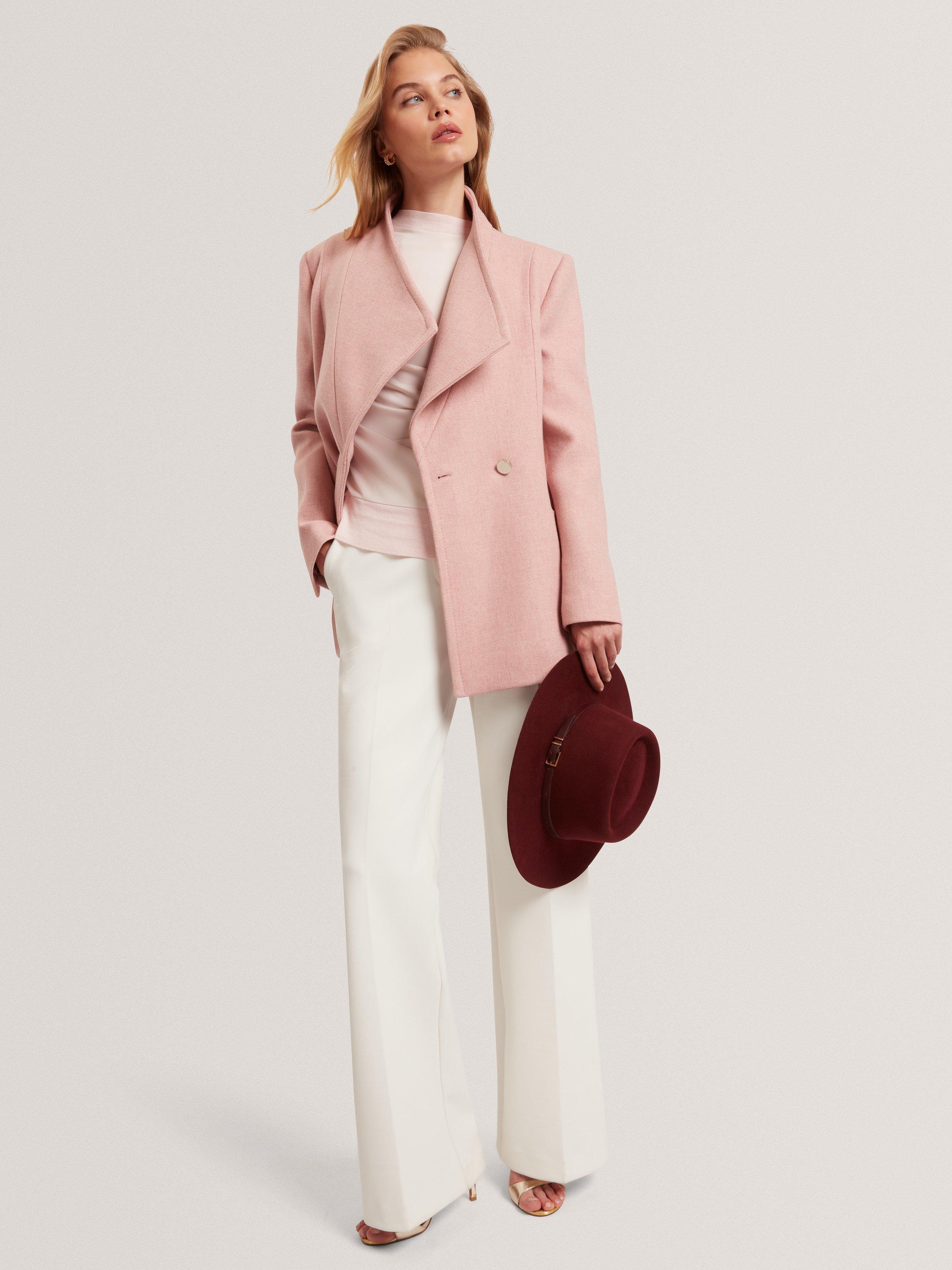 Product image 2 of 5, which shows Ted Baker Evigna Sculpted Wrap Wool Rich Coat, Pink, 10
