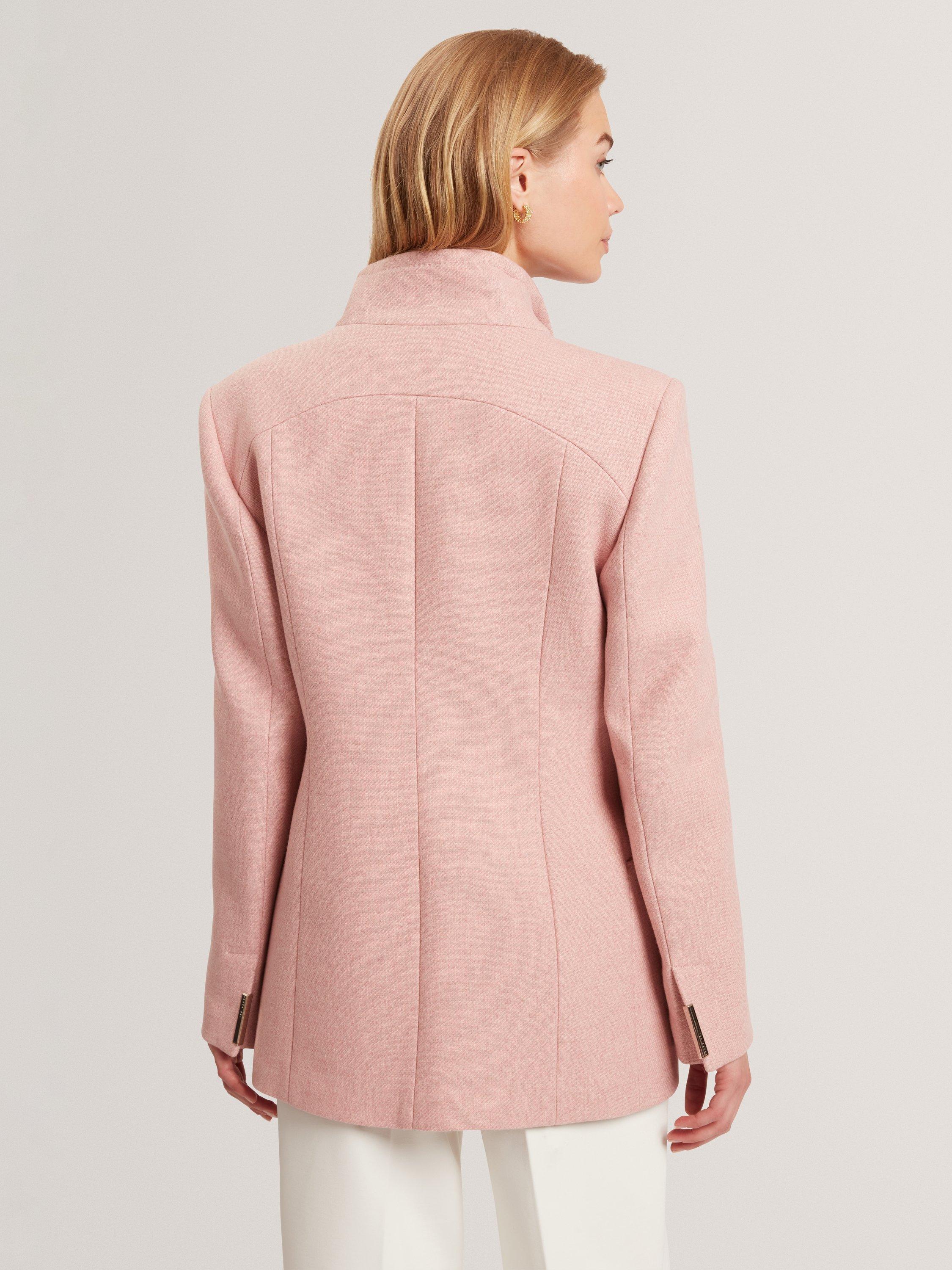 Product image 3 of 5, which shows Ted Baker Evigna Sculpted Wrap Wool Rich Coat, Pink, 10