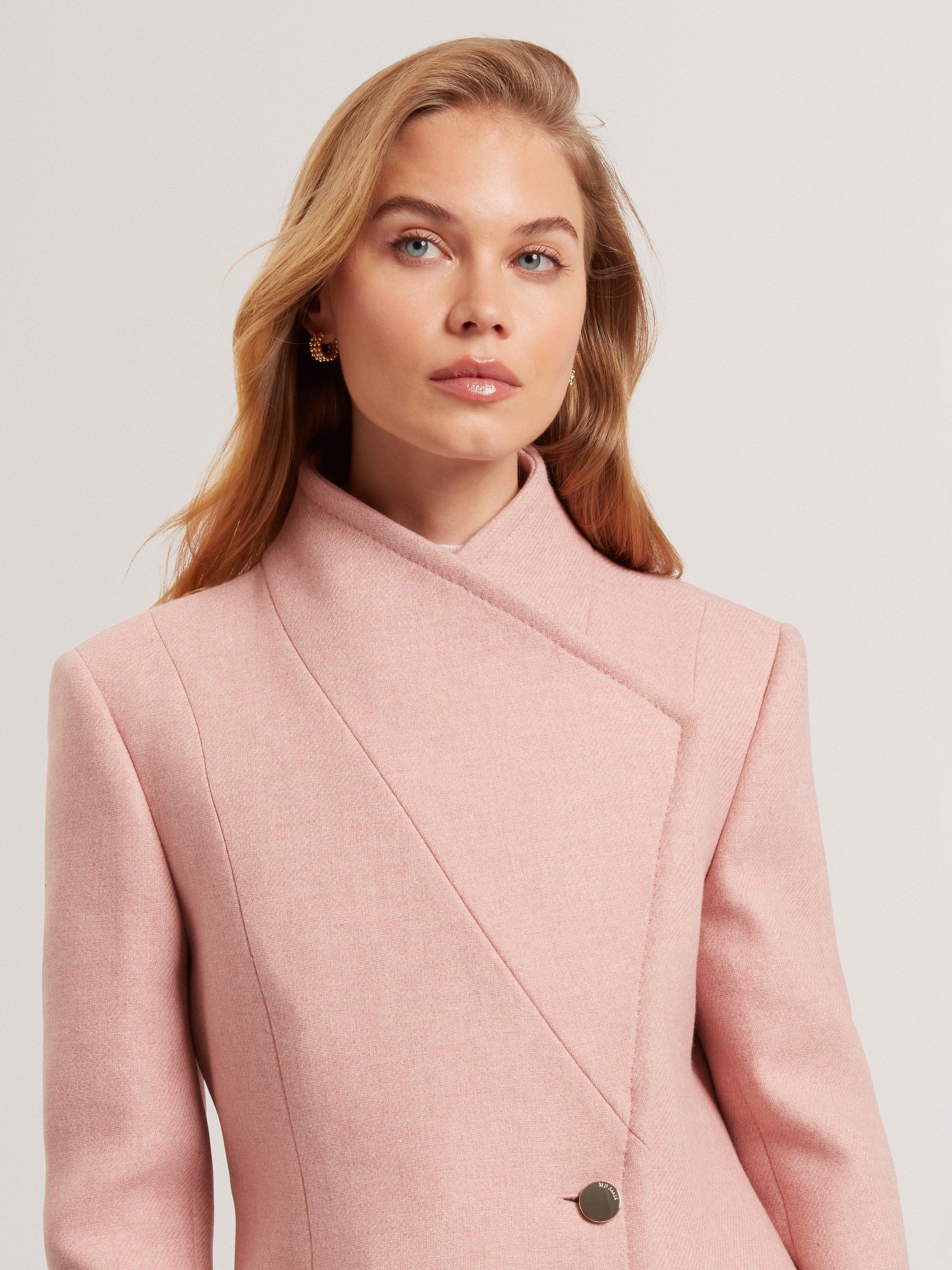 Product image 4 of 5, which shows Ted Baker Evigna Sculpted Wrap Wool Rich Coat, Pink, 10