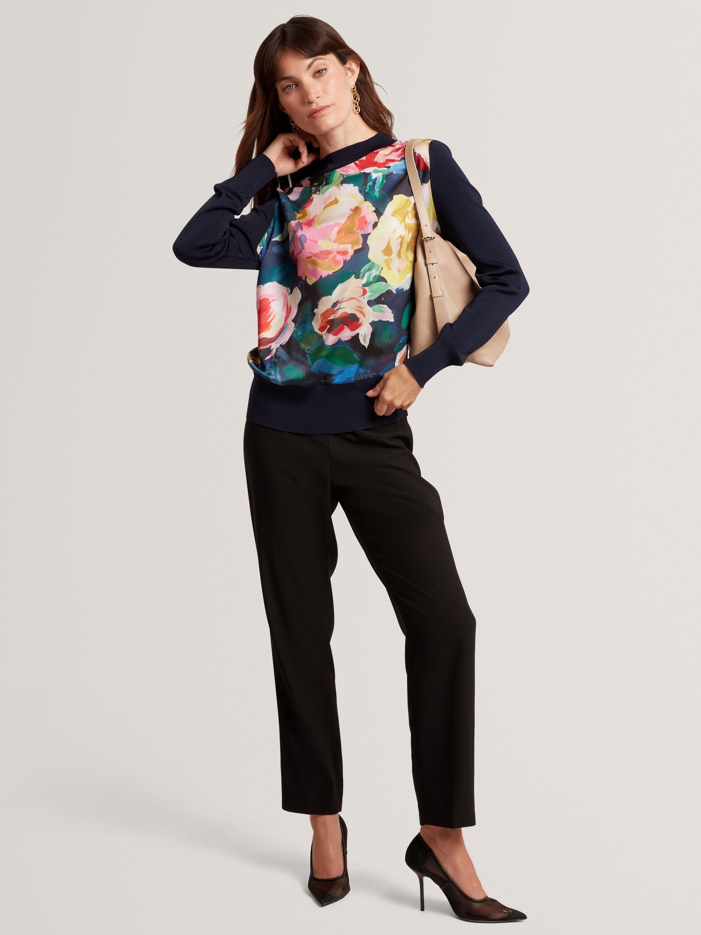 Product image 5 of 7, which shows Ted Baker Remmiia Abstract Print Woven Jumper , Navy/Multi, 8