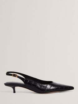 Ted Baker Kitiy Slingback Croc-Leather Kitten Heels, Black