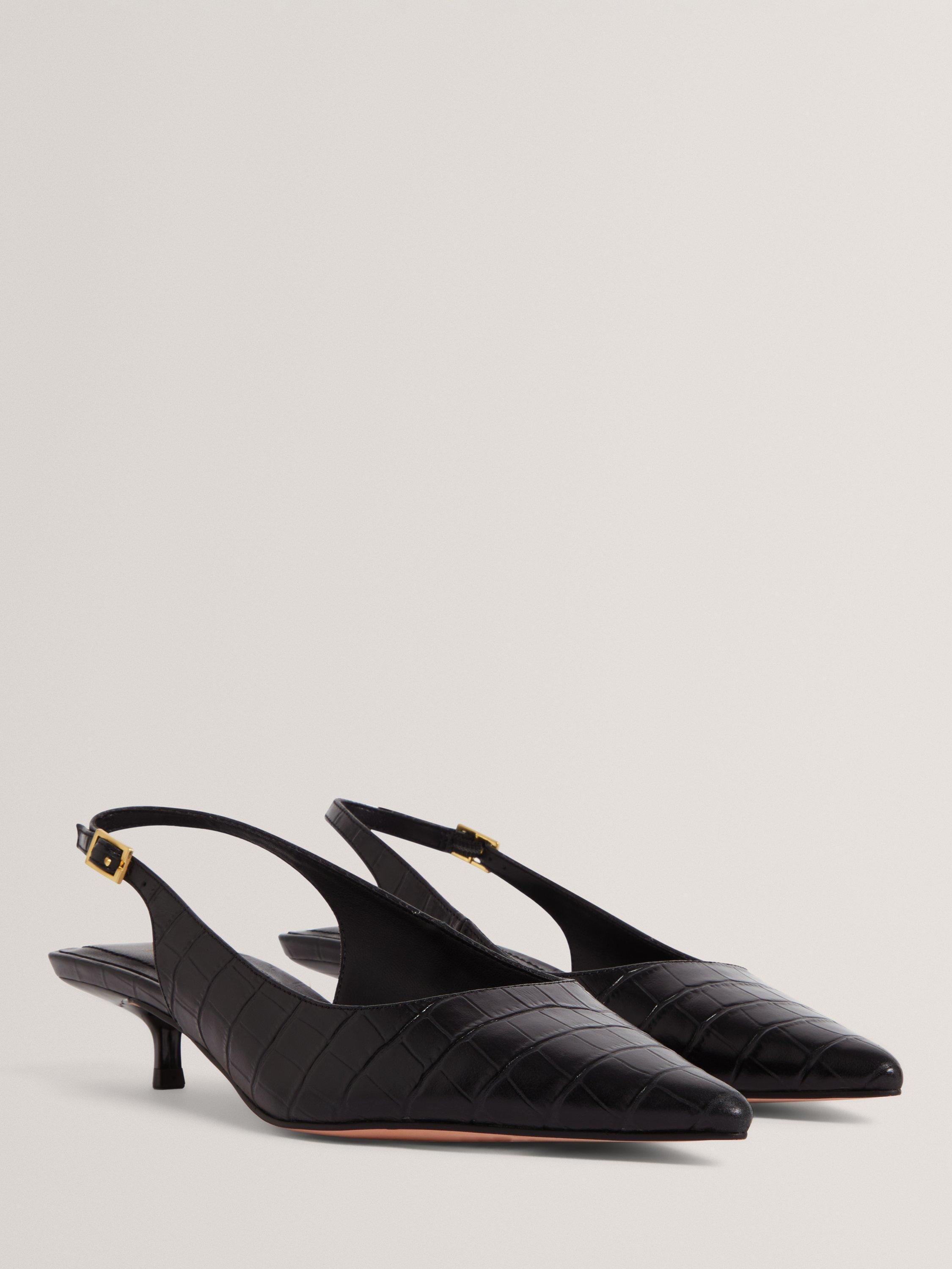 Product image 3 of 5, which shows Ted Baker Kitiy Slingback Croc-Leather Kitten Heels, Black, 4