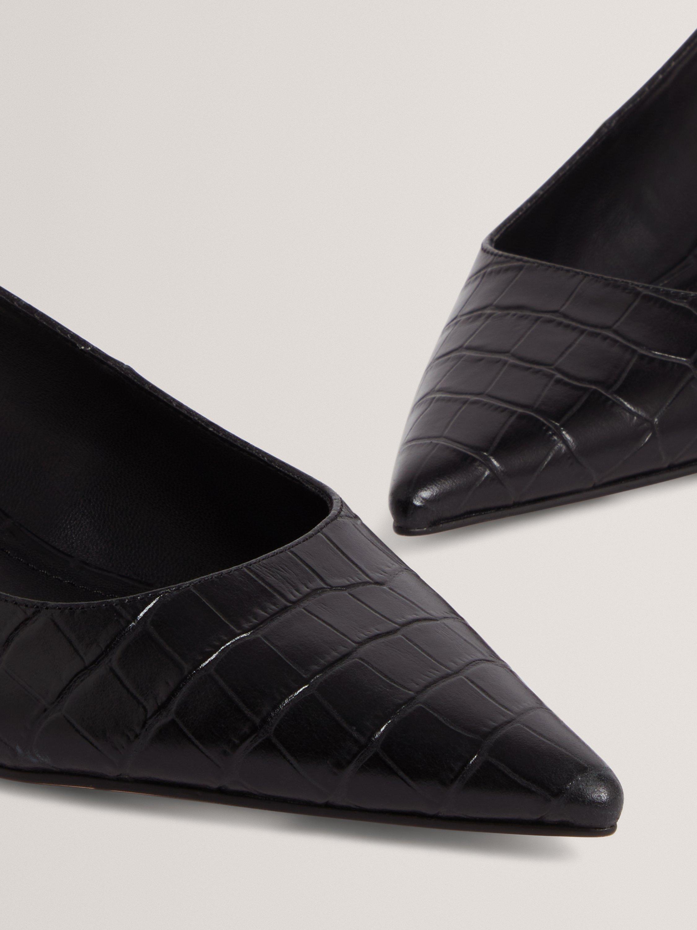 Product image 4 of 5, which shows Ted Baker Kitiy Slingback Croc-Leather Kitten Heels, Black, 4