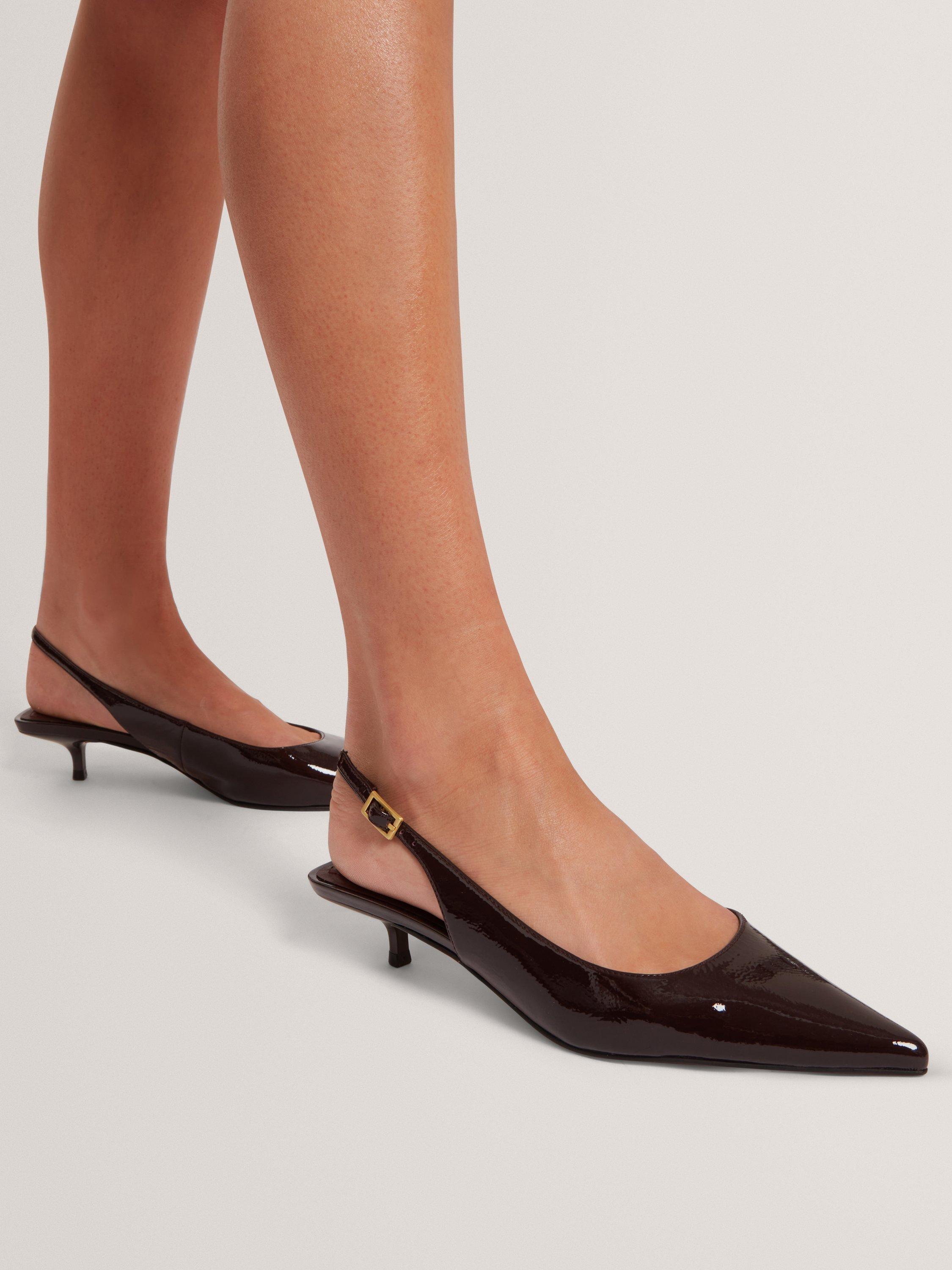Product image 2 of 5, which shows Ted Baker KITIY Slingback Leather Kitten Heels, Burgundy, 4