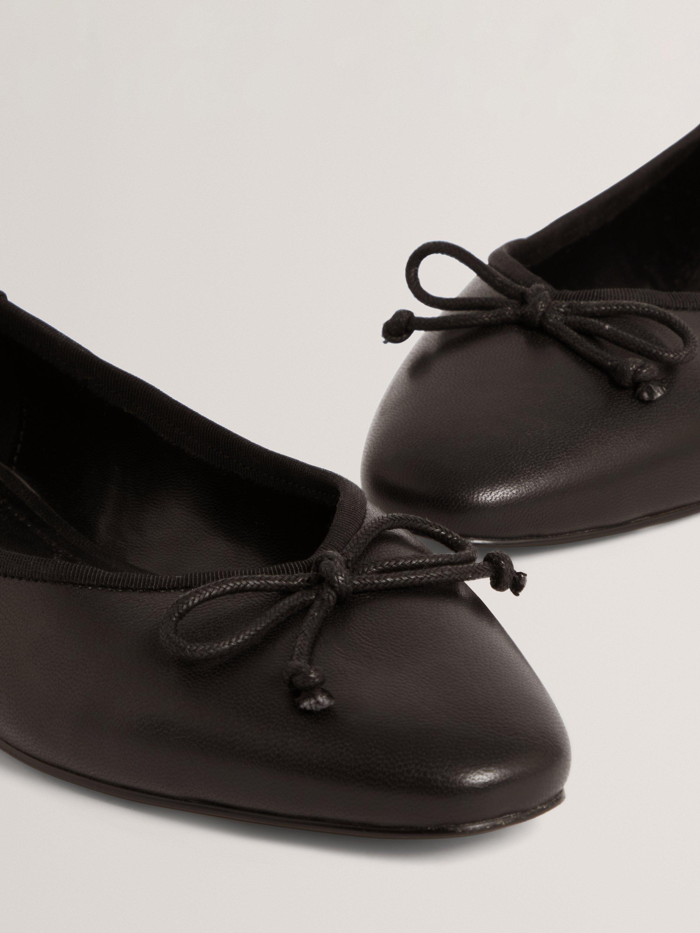 Product image 4 of 5, which shows Ted Baker Balleri Leather Slip-On Flat Pumps, Black, 4