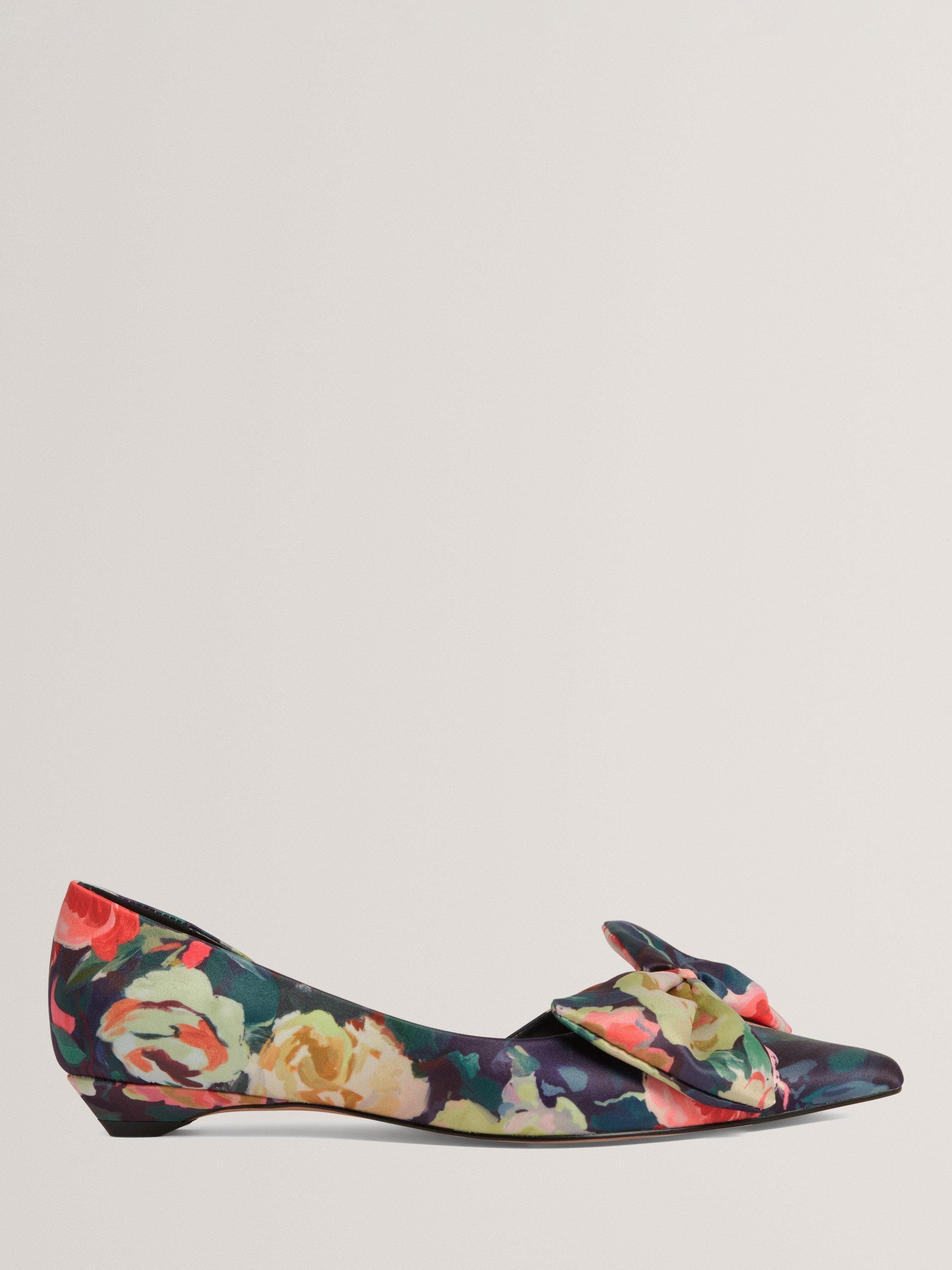 Product image 1 of 5, which shows Ted Baker Palouma Bloom Satin Ballet Pumps, Blue/Multi, 4