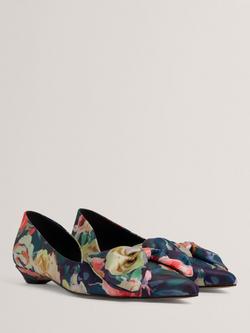 Ted Baker Palouma Bloom Satin Ballet Pumps, Blue/Multi - view 2, Blue/Multi