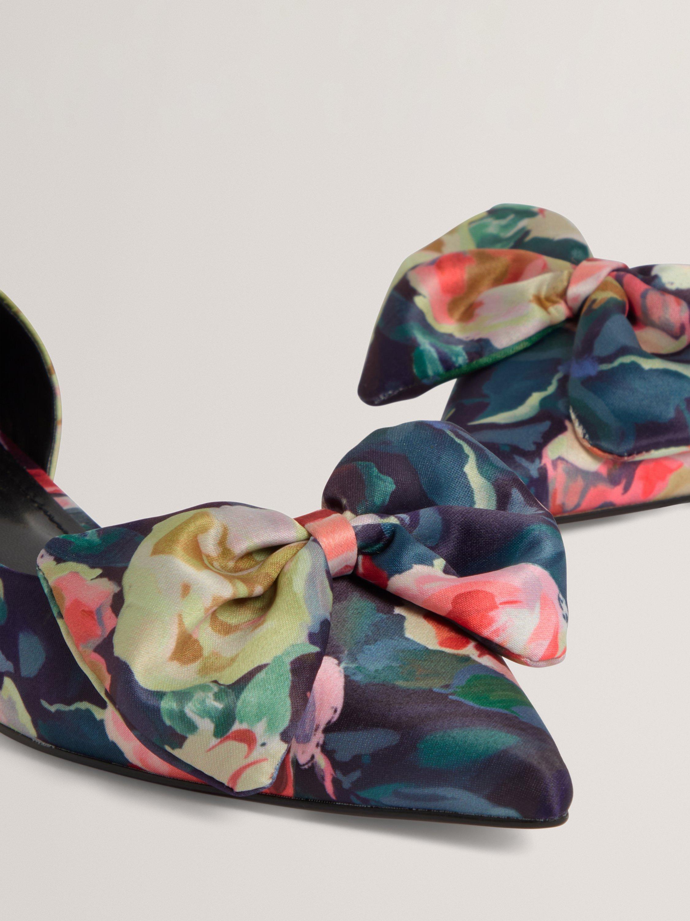Product image 3 of 5, which shows Ted Baker Palouma Bloom Satin Ballet Pumps, Blue/Multi, 4