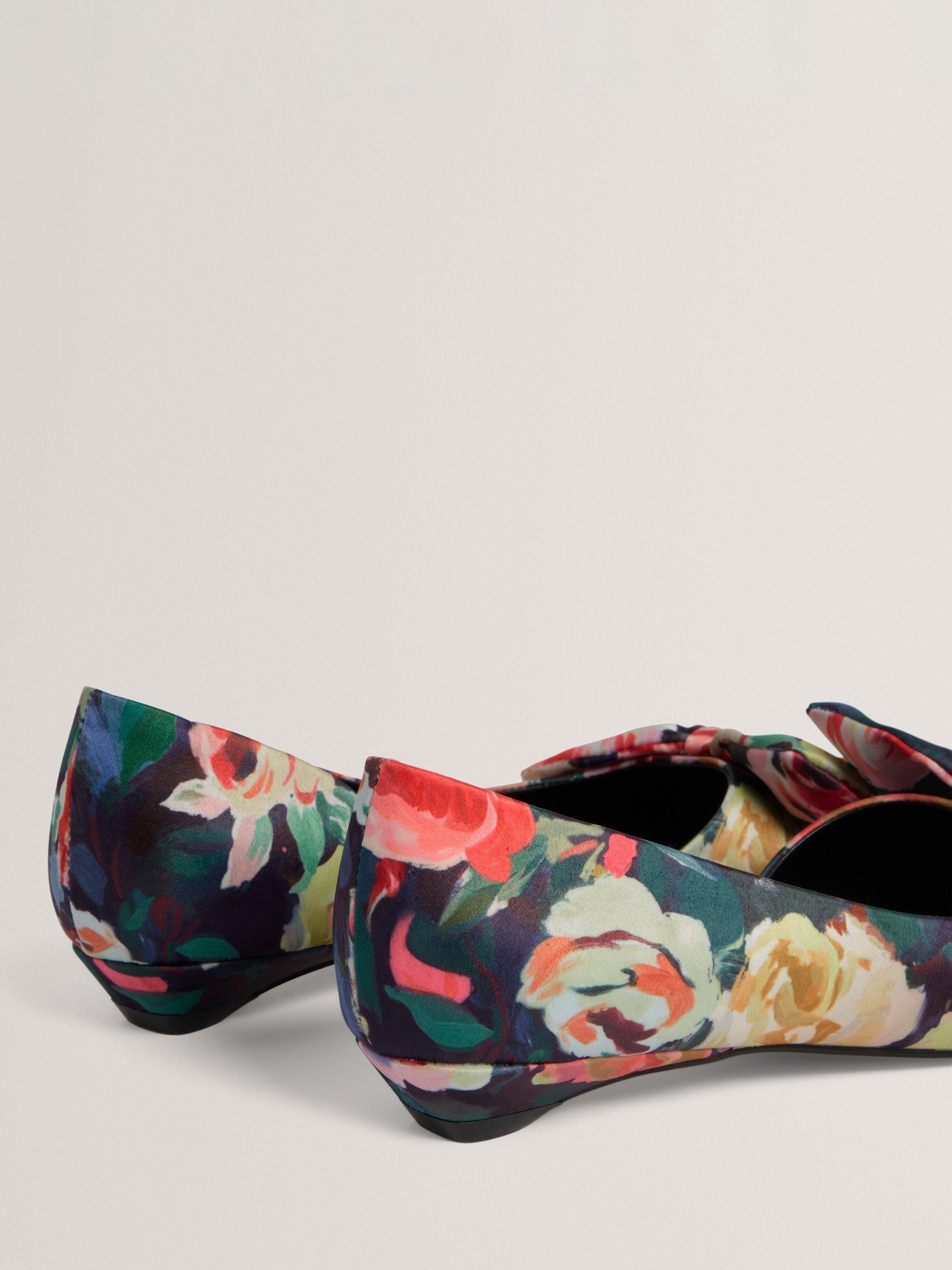 Product image 4 of 5, which shows Ted Baker Palouma Bloom Satin Ballet Pumps, Blue/Multi, 4