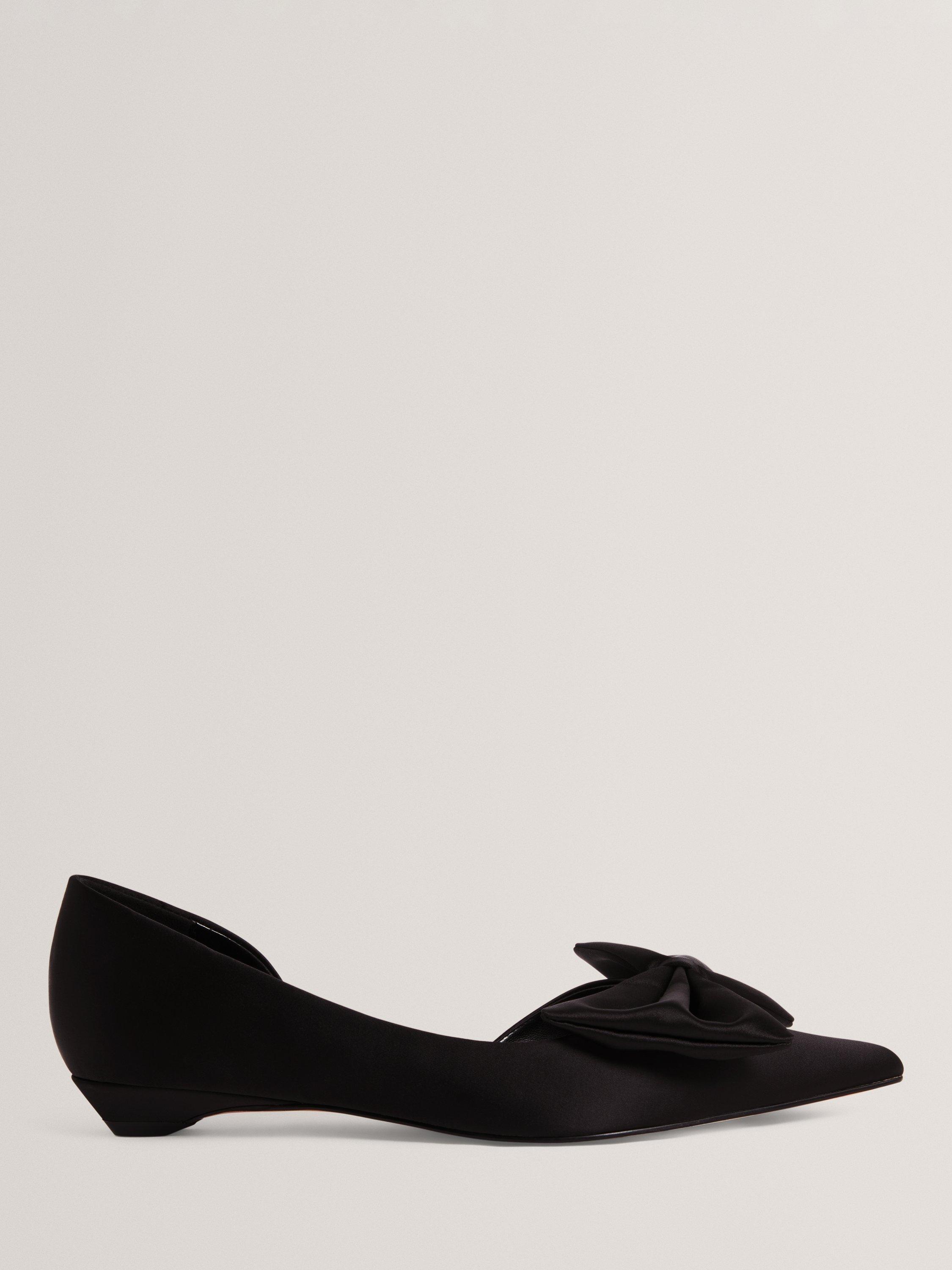 Product image 1 of 5, which shows Ted Baker Satin Point Toe Flat Heel Pumps, Black, 4