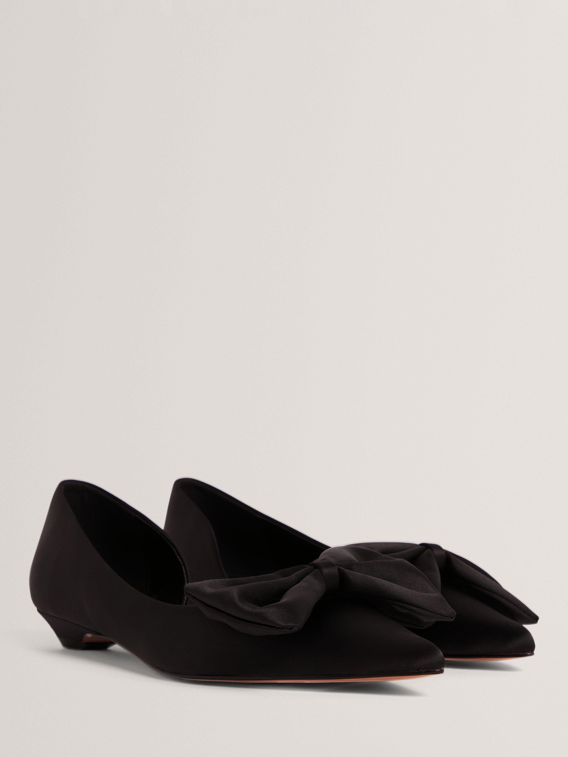 Product image 3 of 5, which shows Ted Baker Satin Point Toe Flat Heel Pumps, Black, 4