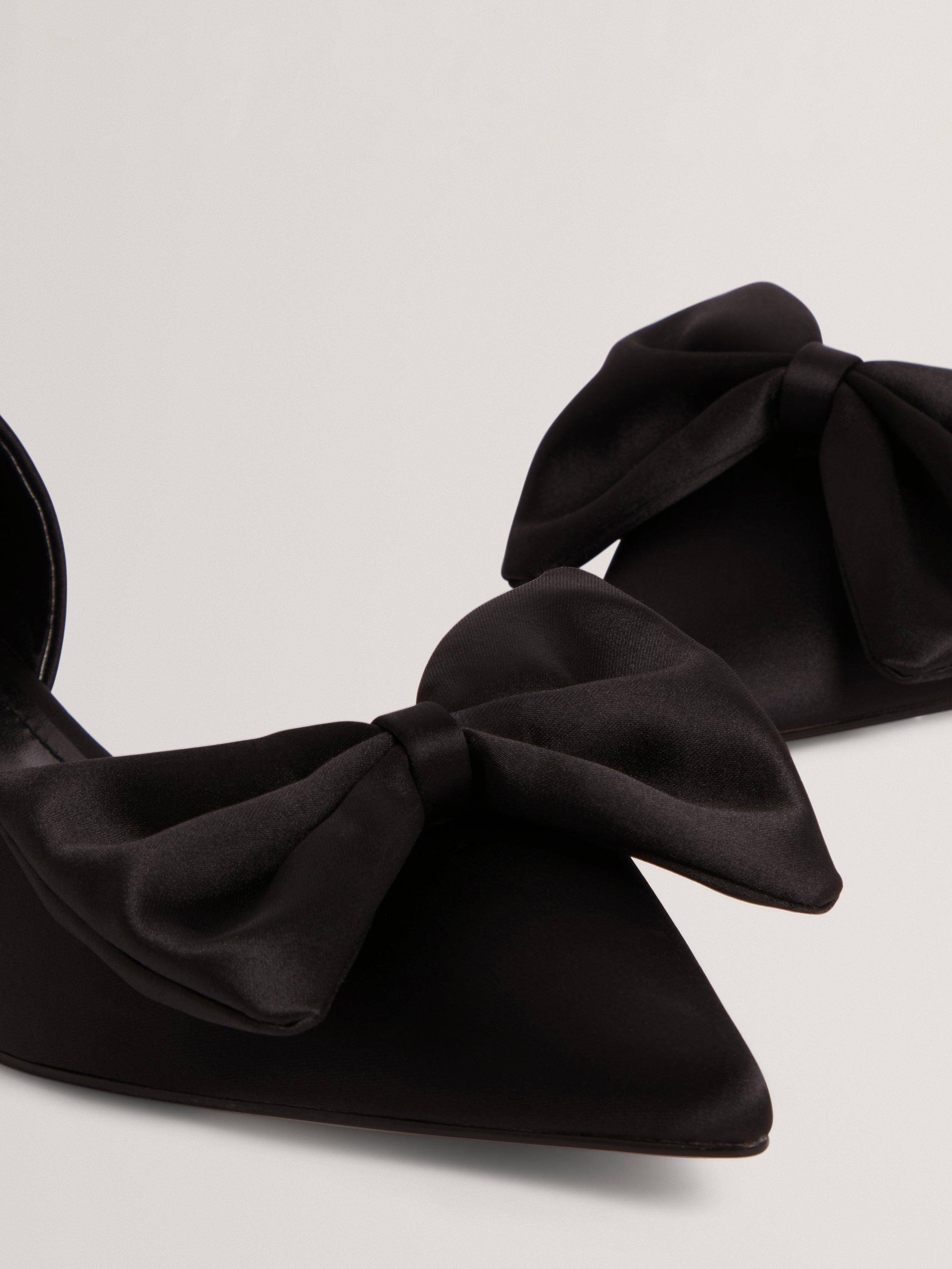 Product image 4 of 5, which shows Ted Baker Satin Point Toe Flat Heel Pumps, Black, 4