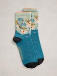 White Stuff Floral Ankle Socks, Blue/Multi