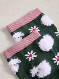 White Stuff Sheep Fluffy Socks, Green/Multi