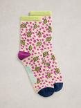 White Stuff Leafy Spot Ankle Socks, Natural/Multi