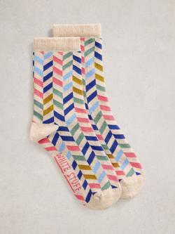 White Stuff Geometric Ankle Socks, Natural/Multi, Natural/Multi