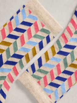 White Stuff Geometric Ankle Socks, Natural/Multi - view 2, Natural/Multi