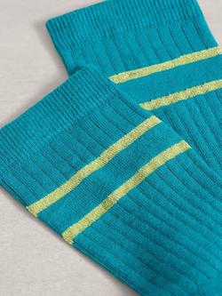 White Stuff Textured Cotton Blend Crew Socks - view 2, Bright Blue
