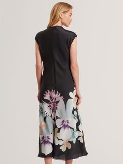 Ted Baker Demita Floral Draped Neck Midi Dress, Black/Multi - view 2, Black/Multi