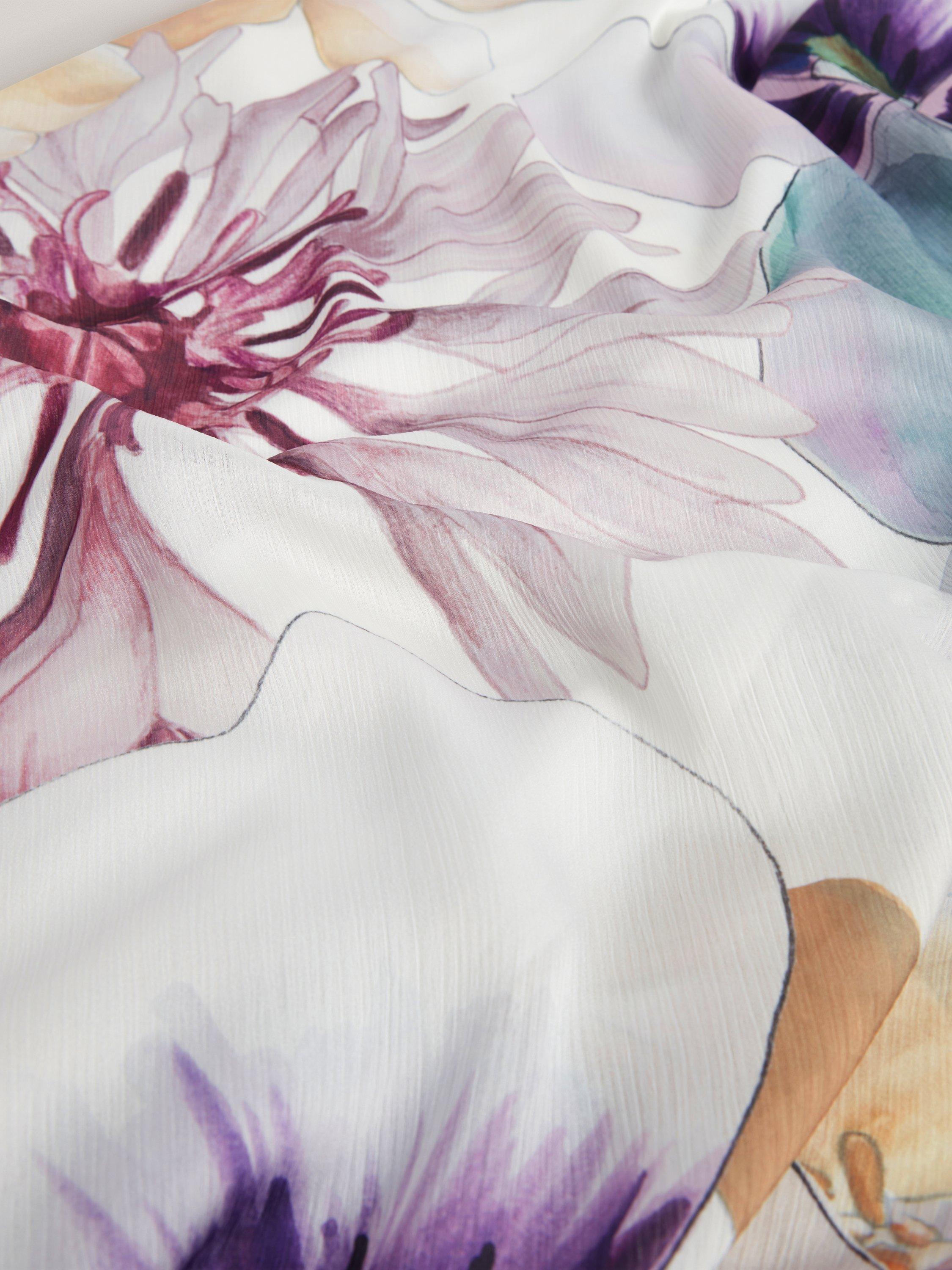 Product image 6 of 6, which shows Ted Baker Harrpur Floral Neck Tie Midi Dress, White/Multi, 8