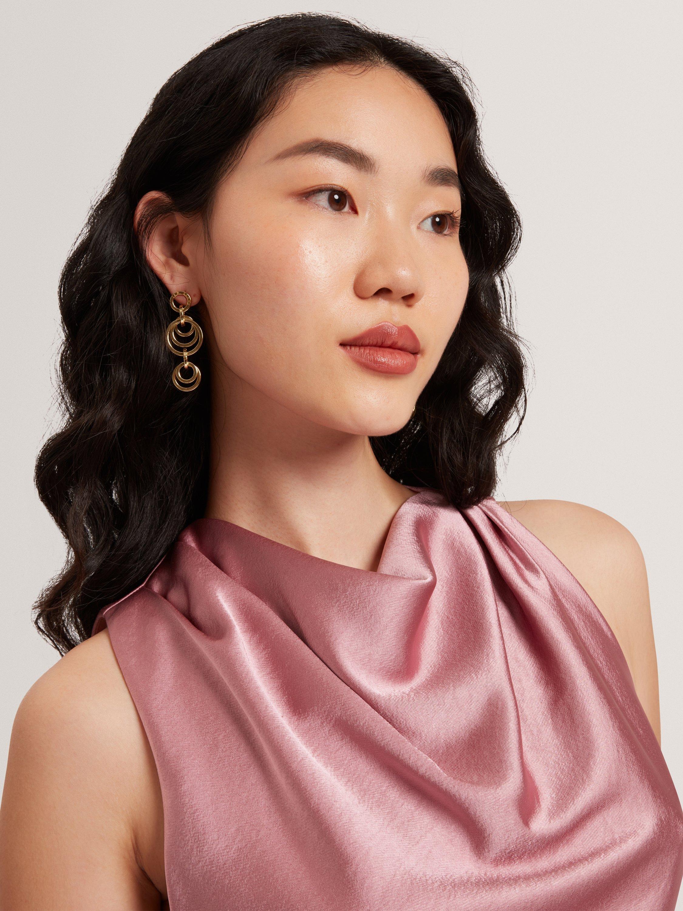 Product image 3 of 6, which shows Ted Baker Zepha Drape Neck Top, Pink, 8