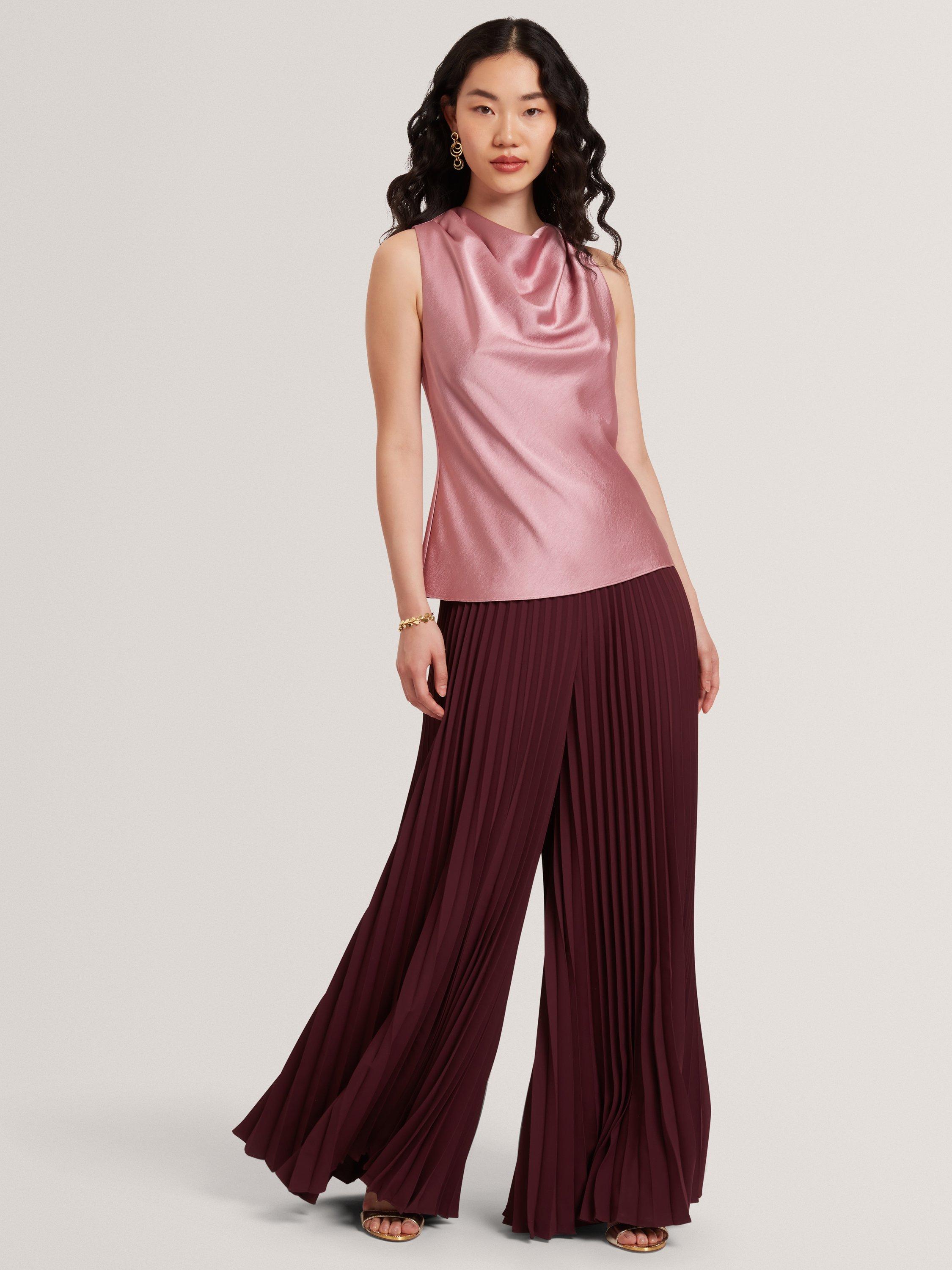 Product image 6 of 6, which shows Ted Baker Zepha Drape Neck Top, Pink, 8