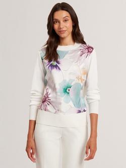 Ted Baker Jakkia Floral Print Jumper, Ivory/Multi