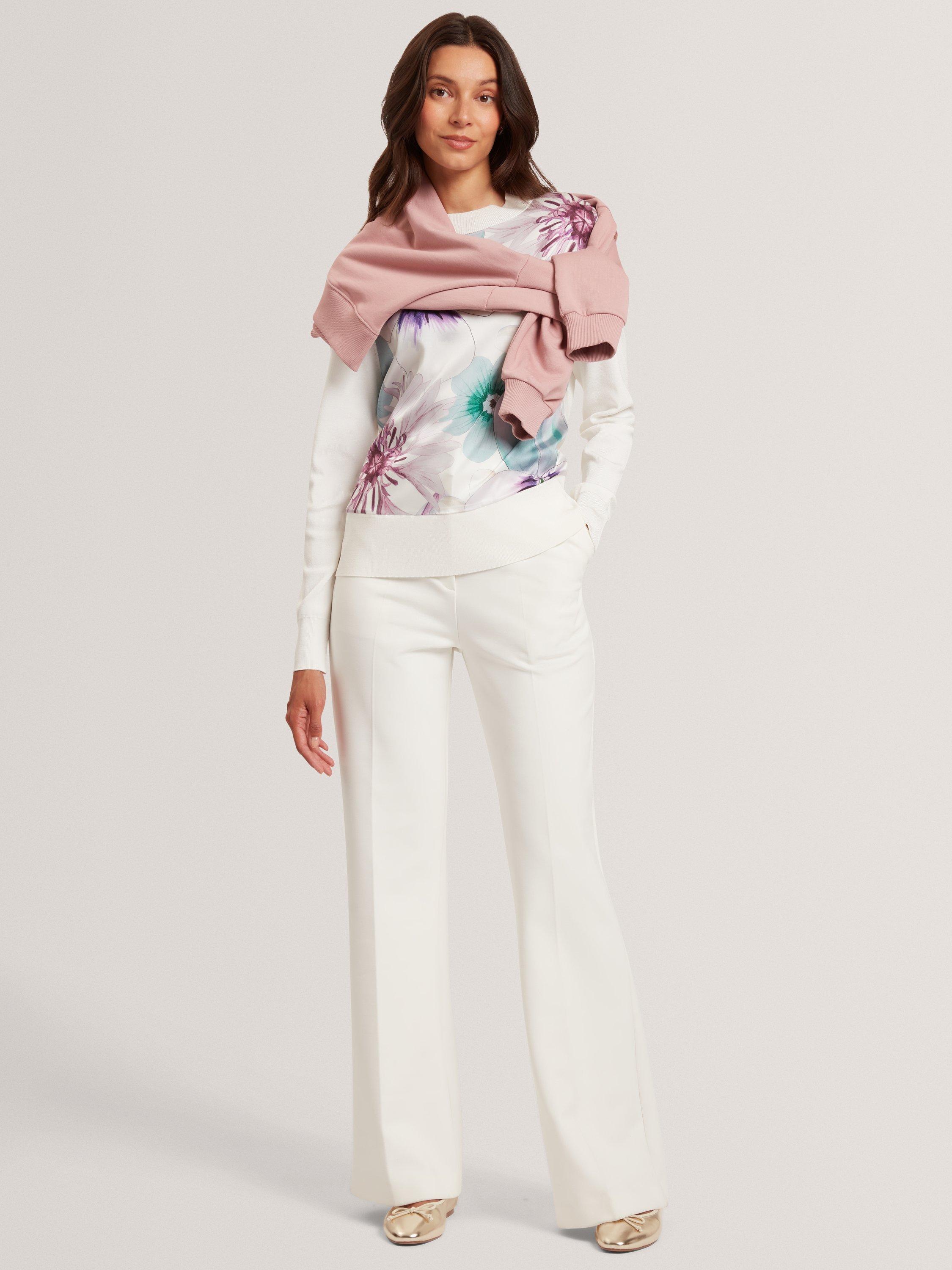 Product image 4 of 6, which shows Ted Baker Jakkia Floral Print Jumper, Ivory/Multi, 8