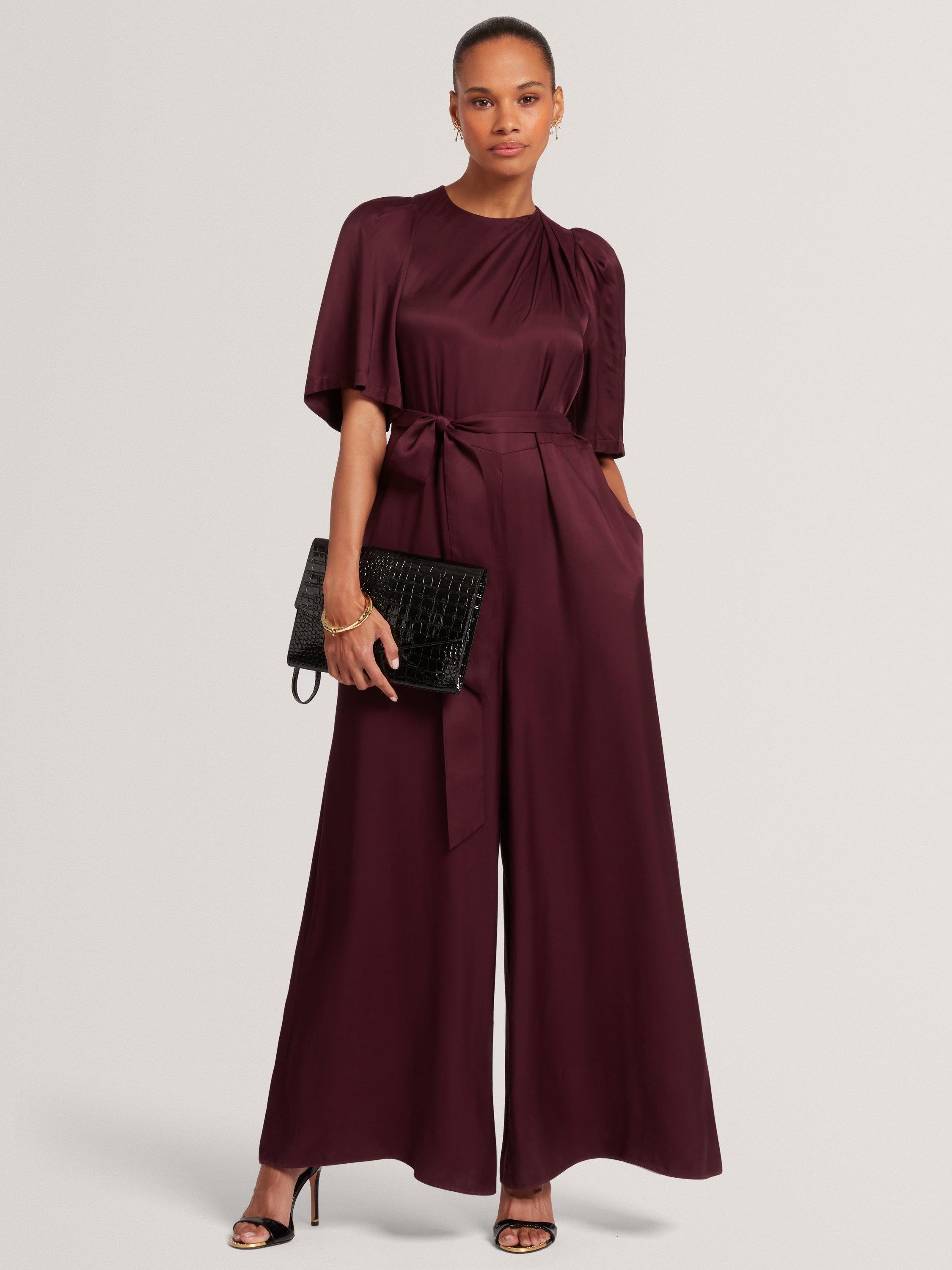 Ted Baker Taupa Drape Neck Jumpsuit, Burgundy