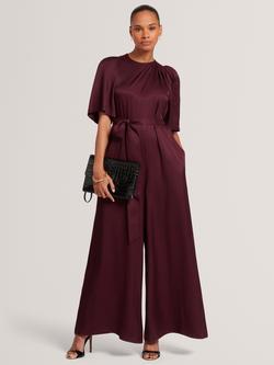 Ted Baker Taupa Drape Neck Jumpsuit, Burgundy, Burgundy