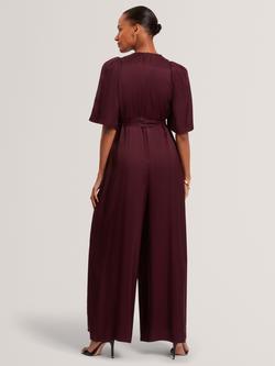 Ted Baker Taupa Drape Neck Jumpsuit, Burgundy - view 2, Burgundy