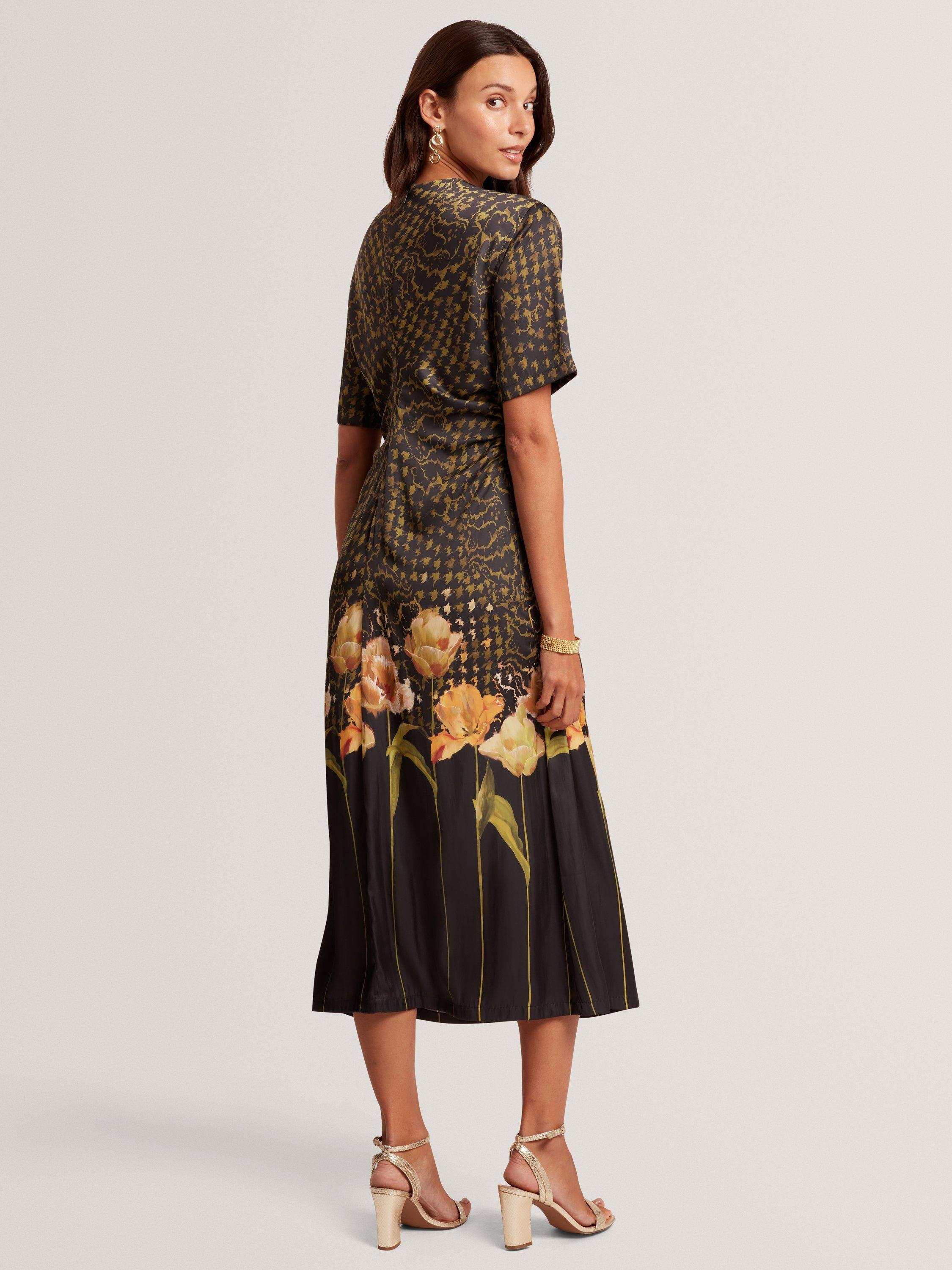 Product image 2 of 7, which shows Ted Baker Aevaa Mix Print Midi Dress, Black/Multi, 8